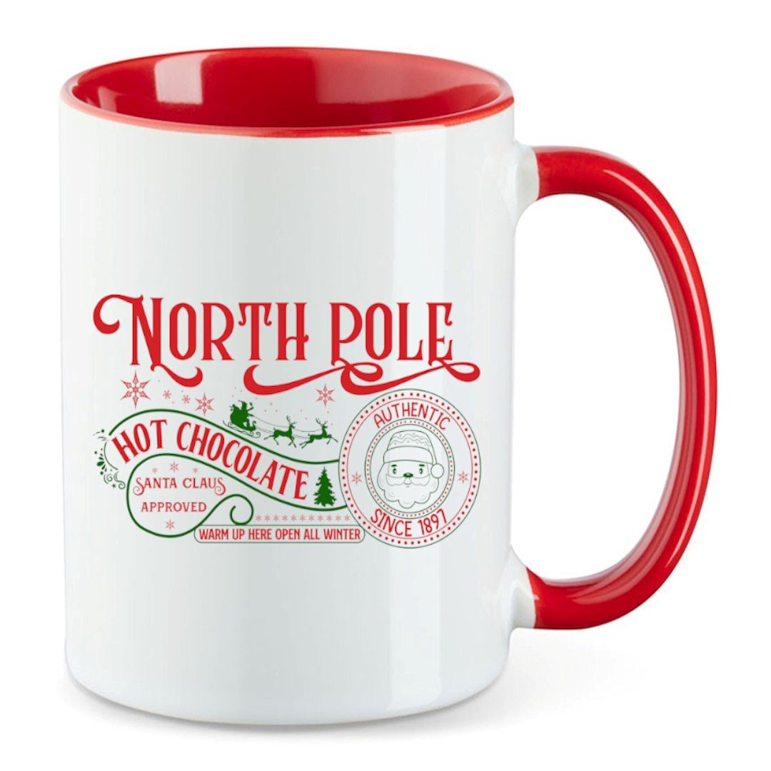 Primawela Tasse Advent Weihnachten Tasse North Pole Kaffeetasse Weihnachtsmotiv Rot | Tassen