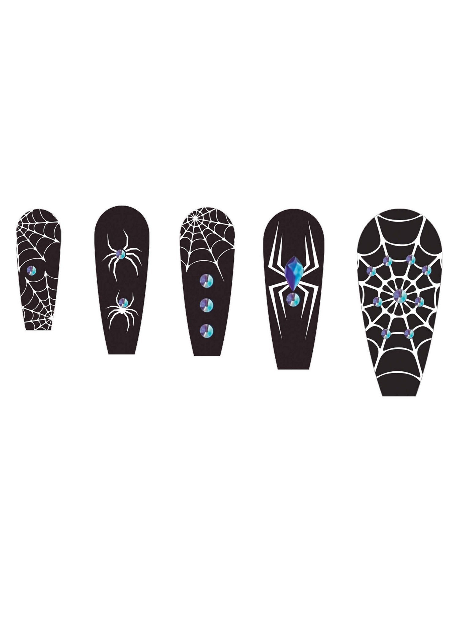 Metamorph Kunstfingernägel Schwarze Witwe Spinnen-Fingernägel, Glitzernde Spinnen für High Class Hexen und düstere Damen