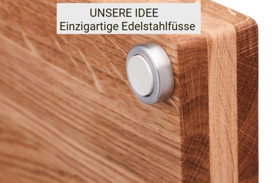 Eiche, Standfest Schneidboard 53x40x6cm, Extrem GERMANY, IN Design Massivholz, Schneidebrett Schneidebrett Premium MADE
