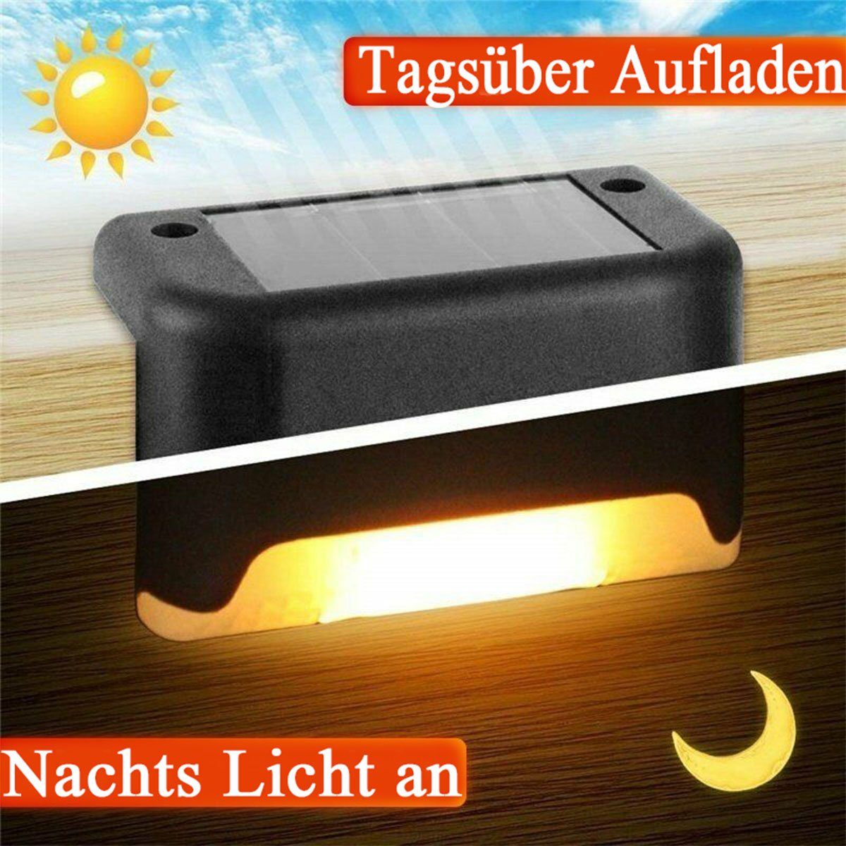 Wasserdicht Deck Stück Lights, Solarleuchte oyajia LED-Beleuchtung 4/8 Schwarz fest IP65 integriert, Treppenlichts, LED Solarlampe LED LED Gartenleuchte