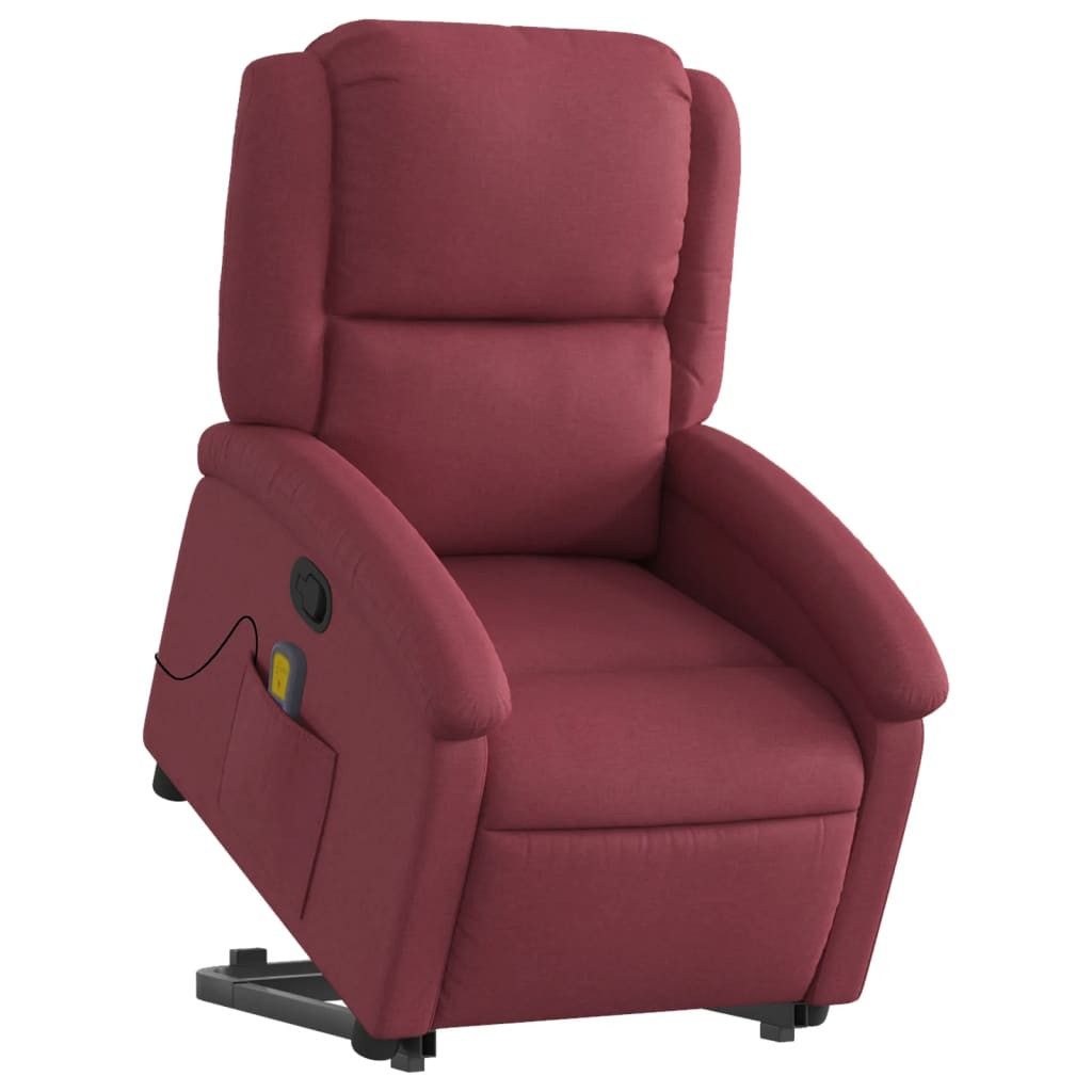 vidaXL Sessel Massagesessel mit Aufstehhilfe Weinrot Stoff (1-St)