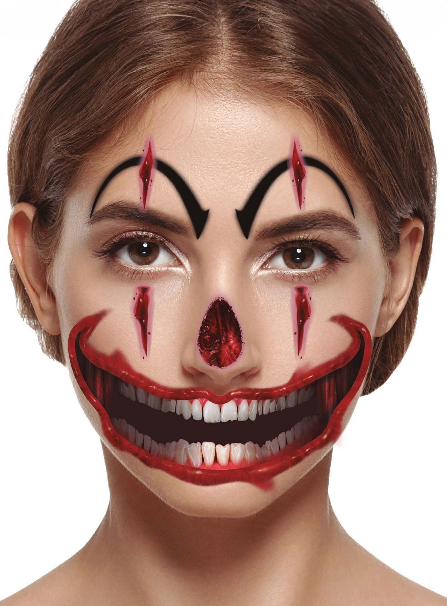 Theaterschminke Clown Gesichts-Klebetattoo Karneval Schminke Fasch
