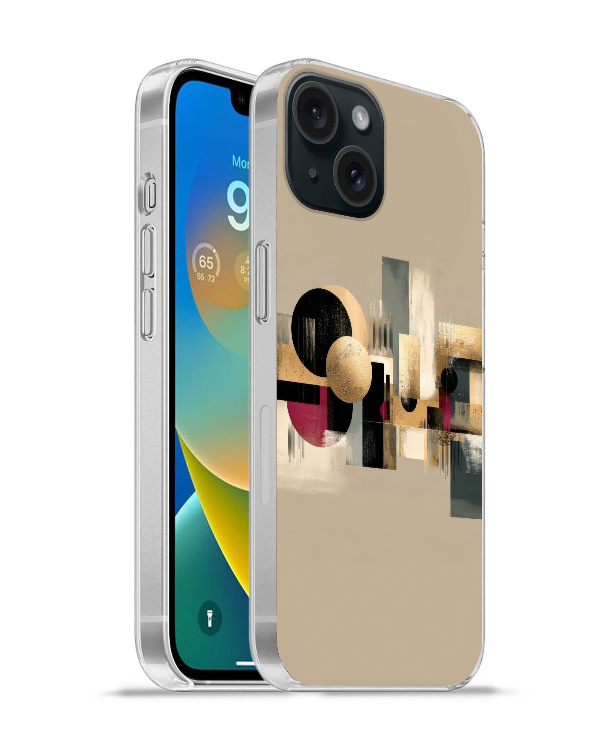MuchoWow Handyhülle für Apple iPhone 15 Abstrakt - Formen - Beige - Texturen, Smartphone-Bumper, Print, Handy Schutzhülle Dünn