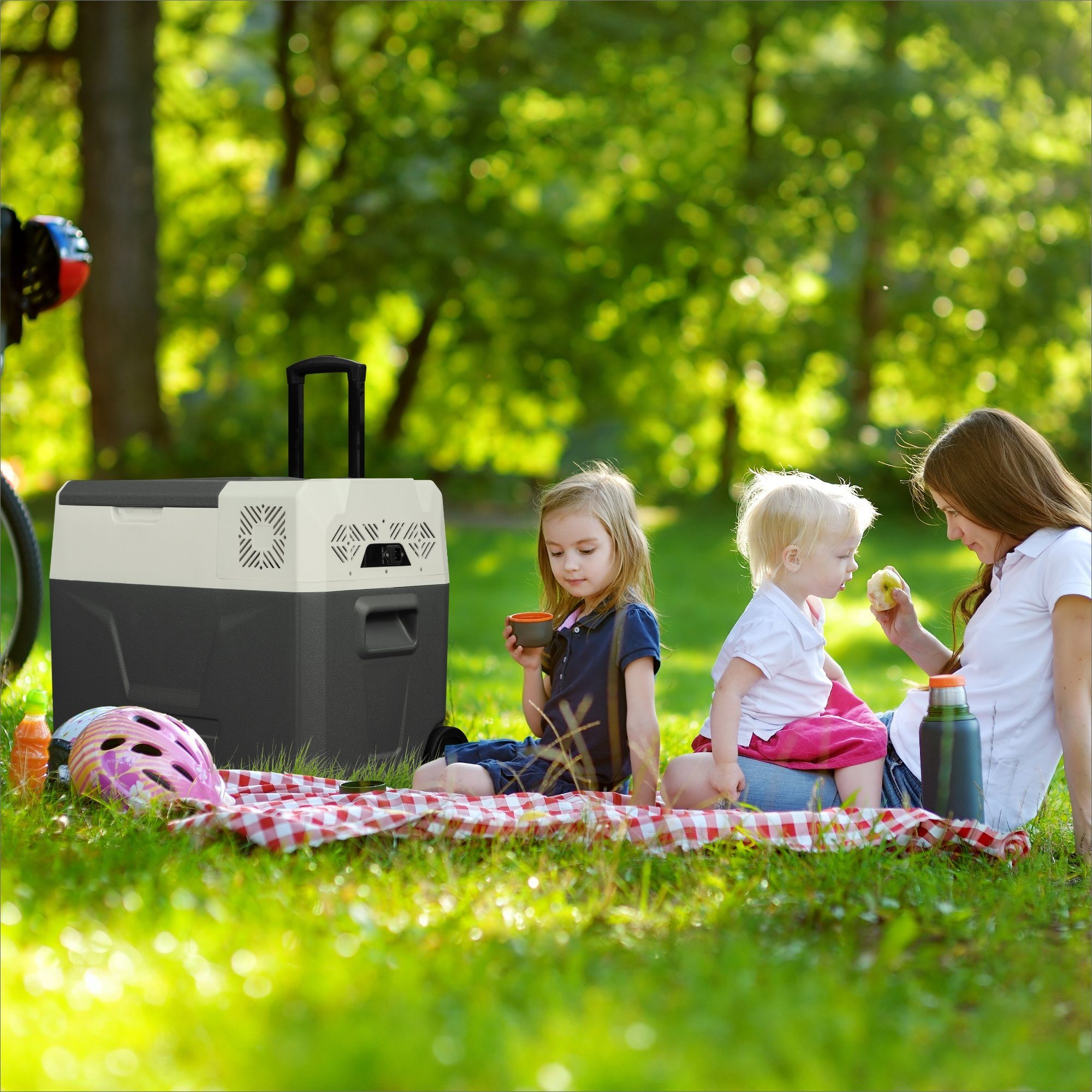 Arebos Kühlbox Elektrische Kompressor-Gefrierbox 27-47L mit Rollen & APP-Steuerung, Ablassschraube zum Wasserentfernen