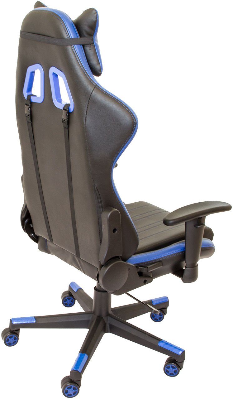 Gaming-Stuhl Wipp-Mechanismus Rückenkissen Racing blau-schwarz mit (Stück), Rückenlehne, verstellbare und Rückenkissen NATIV Design, Nachen- Gaming-Stuhl und Haushalt verstellbar, Nacken-