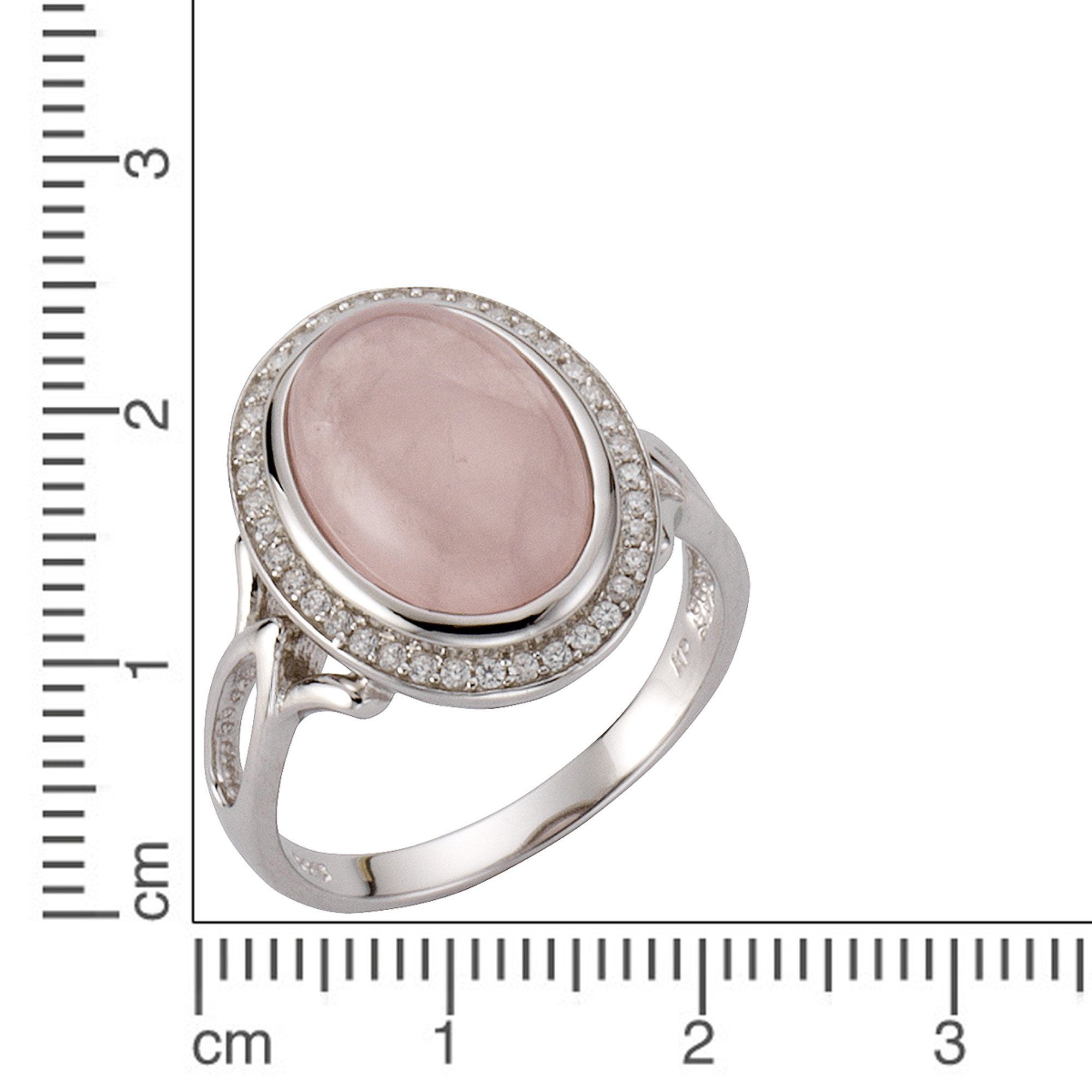 Zeeme Fingerring 925/- Sterling Rosenquarz Silber