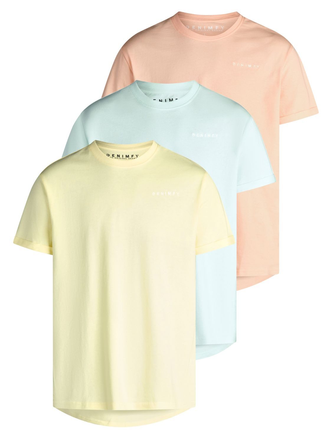 DENIMFY T-Shirt Herren Basic Shirt DFDiego 3er Set Regular Fit (Vorteilspack, 3-tlg) Kurzarm Tee Shirt mit Rundhalsausschnitt aus 100% Baumwolle