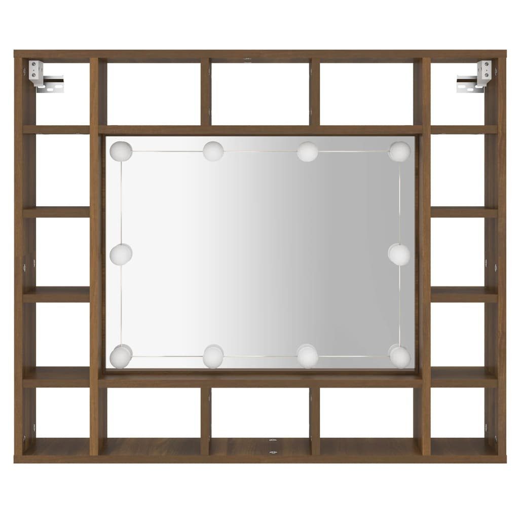 vidaXL Badezimmerspiegelschrank Spiegelschrank mit Eiche-Optik Braun 91x15x76,5 cm Braune Eiche (1-St) LED