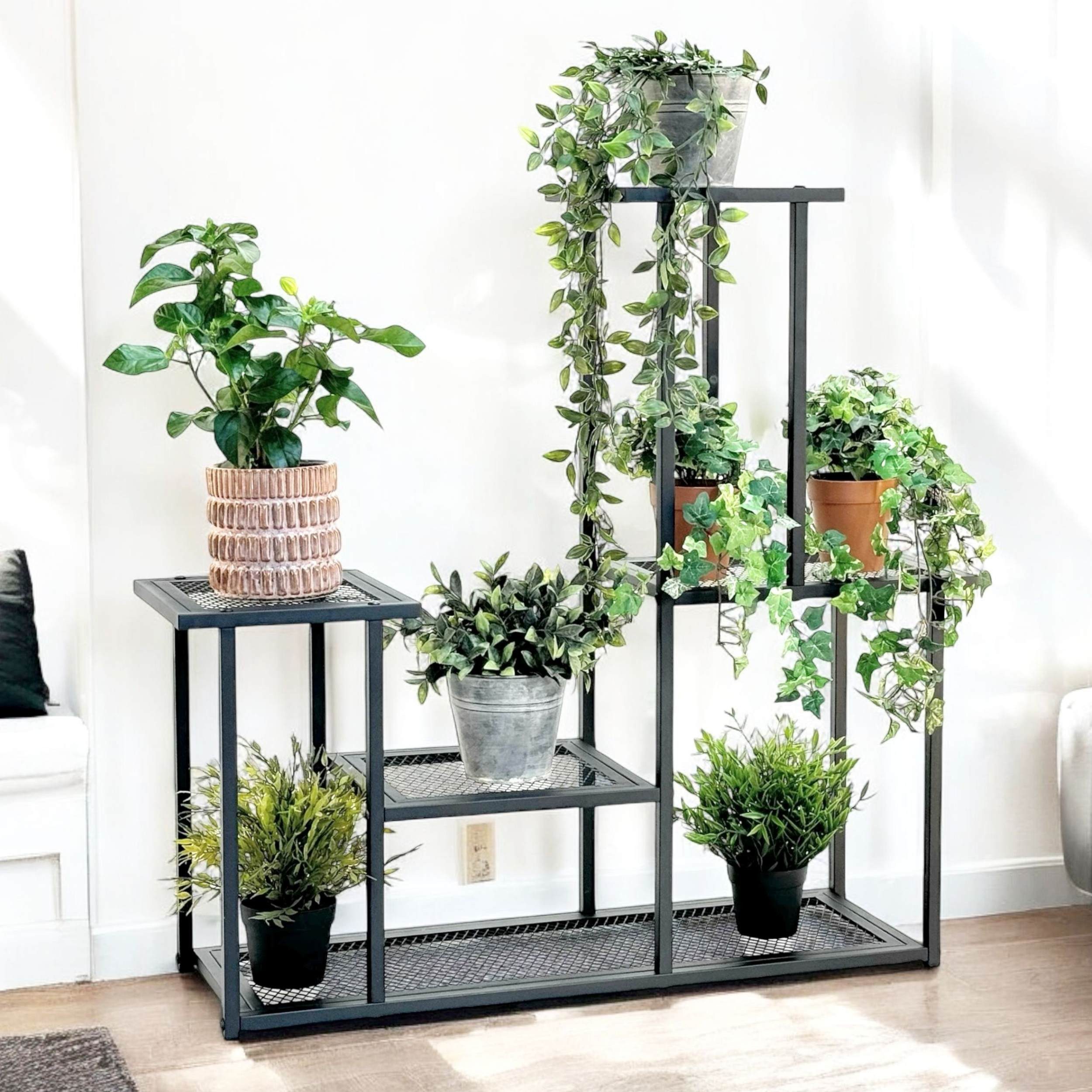 DanDiBo Blumenständer Blumenregal Metall Schwarz 4 Ebenen 96579 Wohnzimmer günstig online kaufen