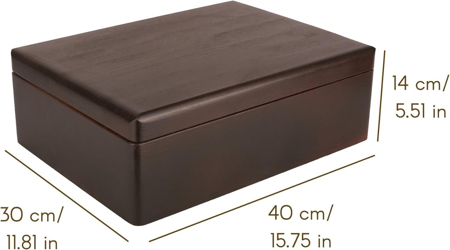 Creative Deco Holzkiste XL Große Holzkiste mit Deckel, 40x30x14 cm, Erinnerungsbox Baby, abgerundete Kanten