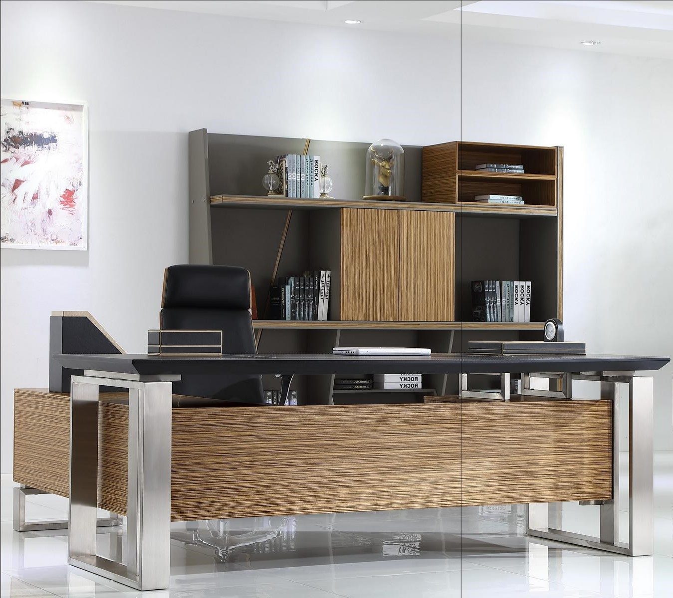 Xlmoebel Büromöbel-Set Designer Büromöbel in Holzoptik mit Regal, Tisch und Schrank, (3 tlg. Büro Set), Hergestellt in Europa
