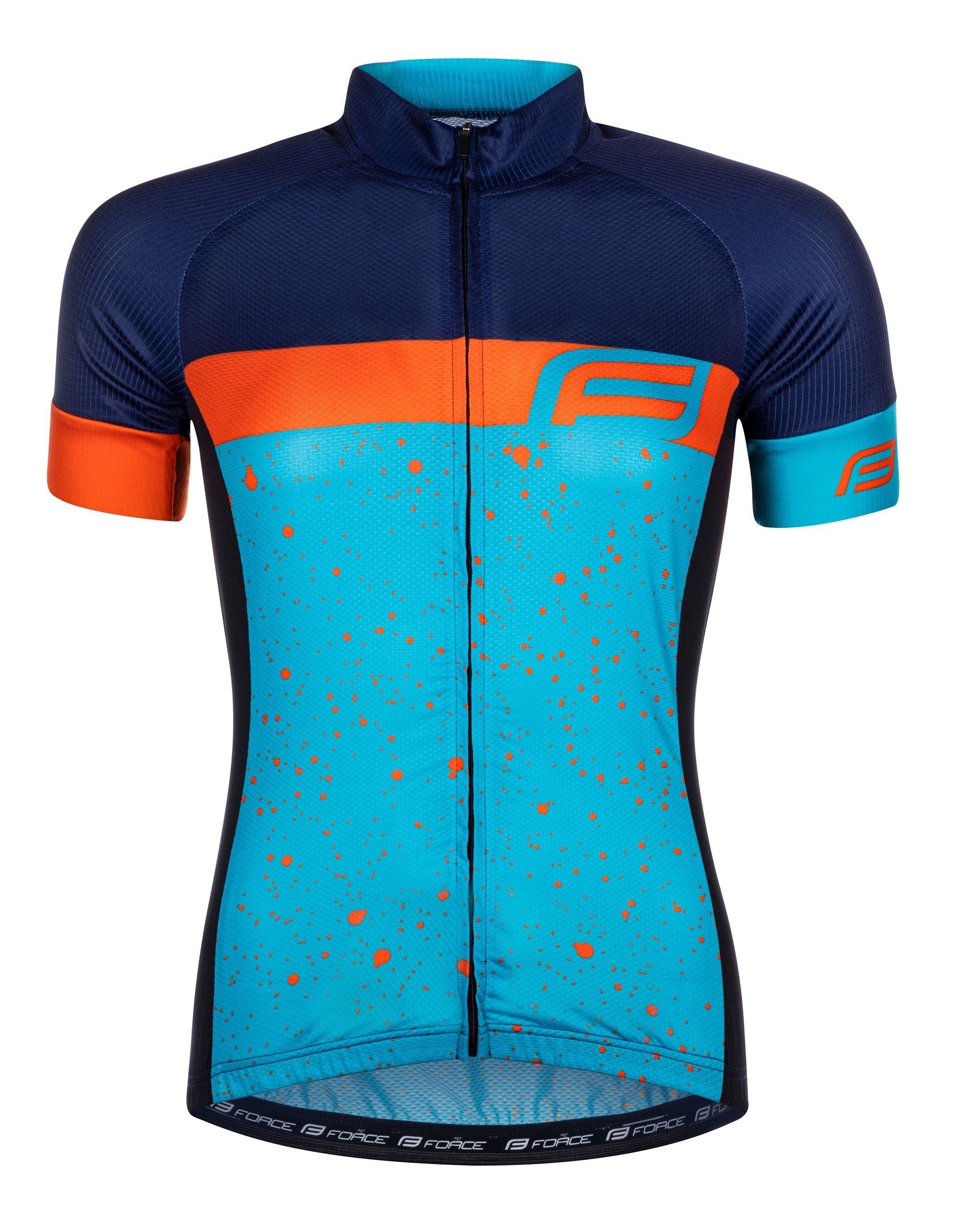 Radtrikot Jersey Jacke FORCE SPRAY LADY kurzarm blau-orange %%%