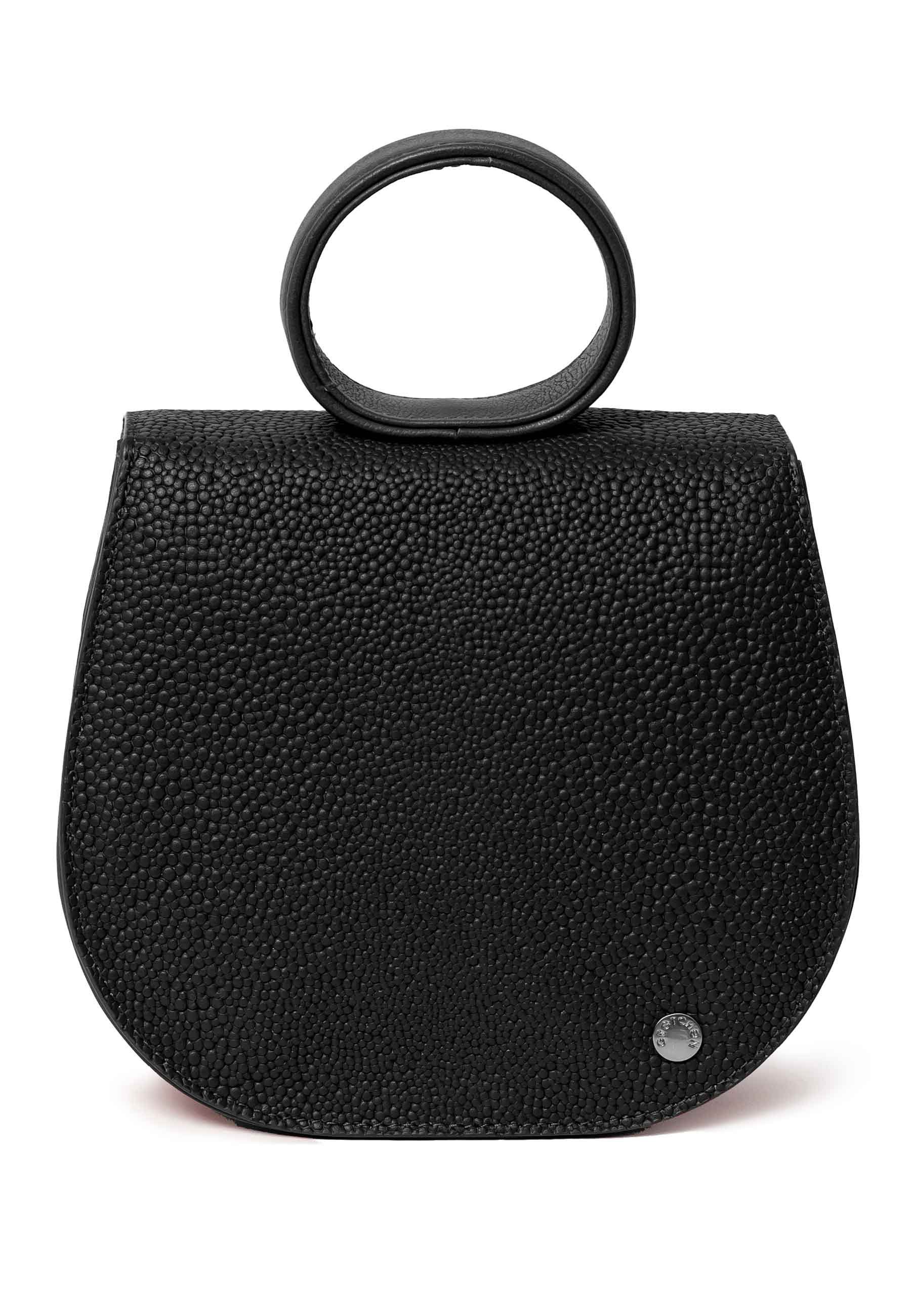 italienischem Kalbsleder Mini Ebony aus Bag, schwarz-schwarz GRETCHEN Loop Schultertasche