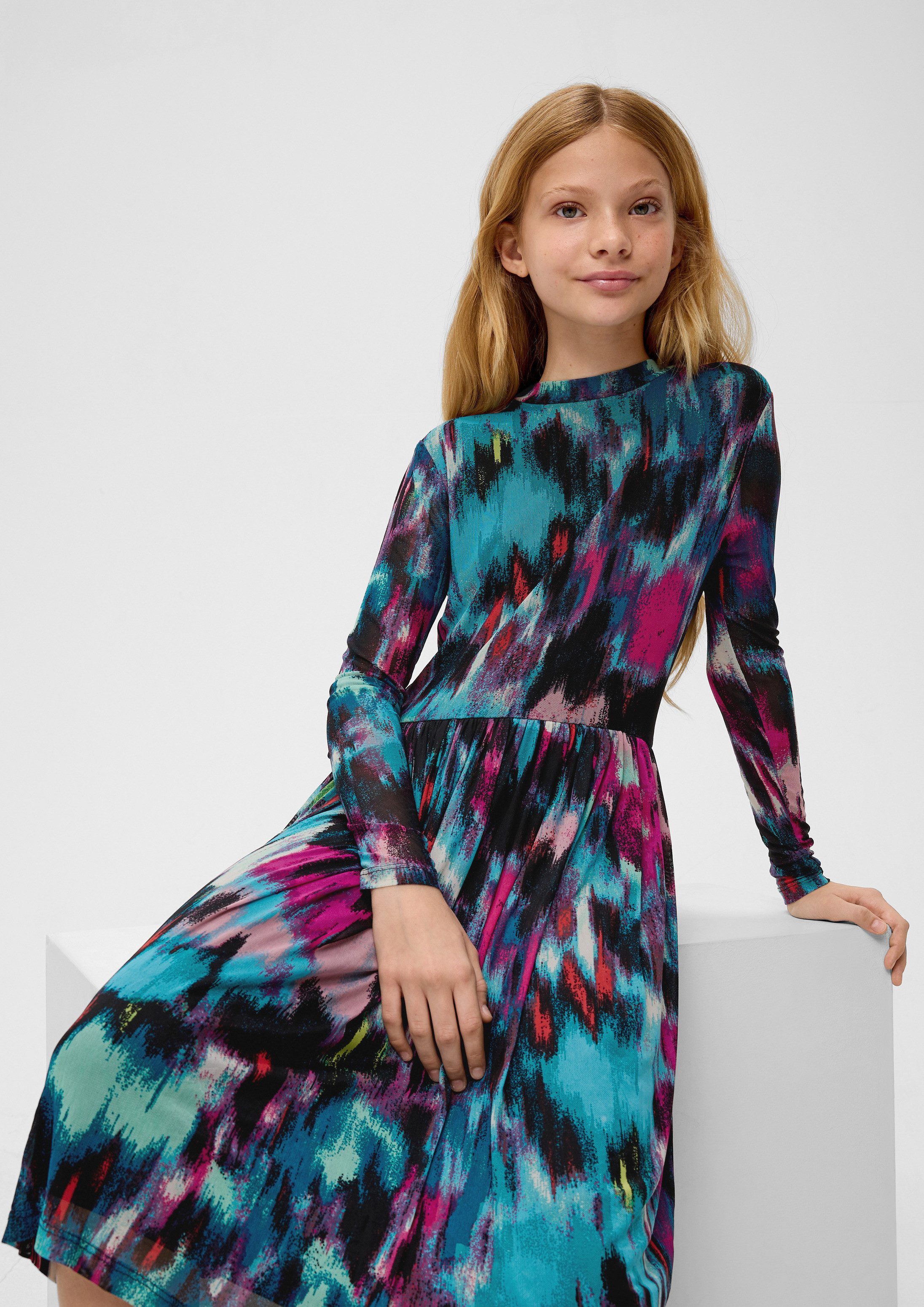 s.Oliver Minikleid Kleid Volantkleid aus Mesh