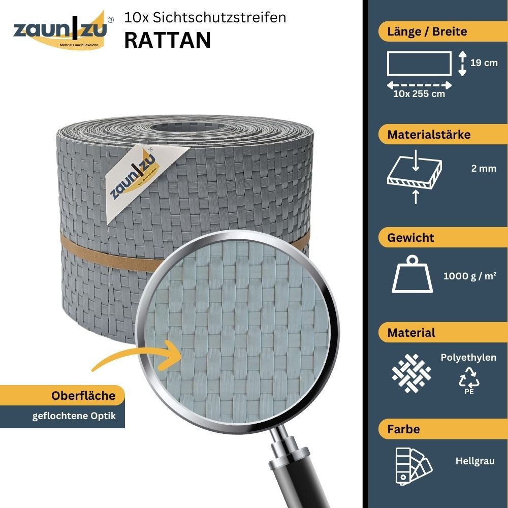 zaunzu Sichtschutzstreifen Rattan für Doppelstabmatten UV-beständig günstig online kaufen
