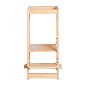 roba® Stehhilfe Lernturm nach Montessori - Sicherer Tritthocker für Kinder -, Küchenhelfer - Bis 80 kg belastbar - FSC zertifiziertem Bambus Holz