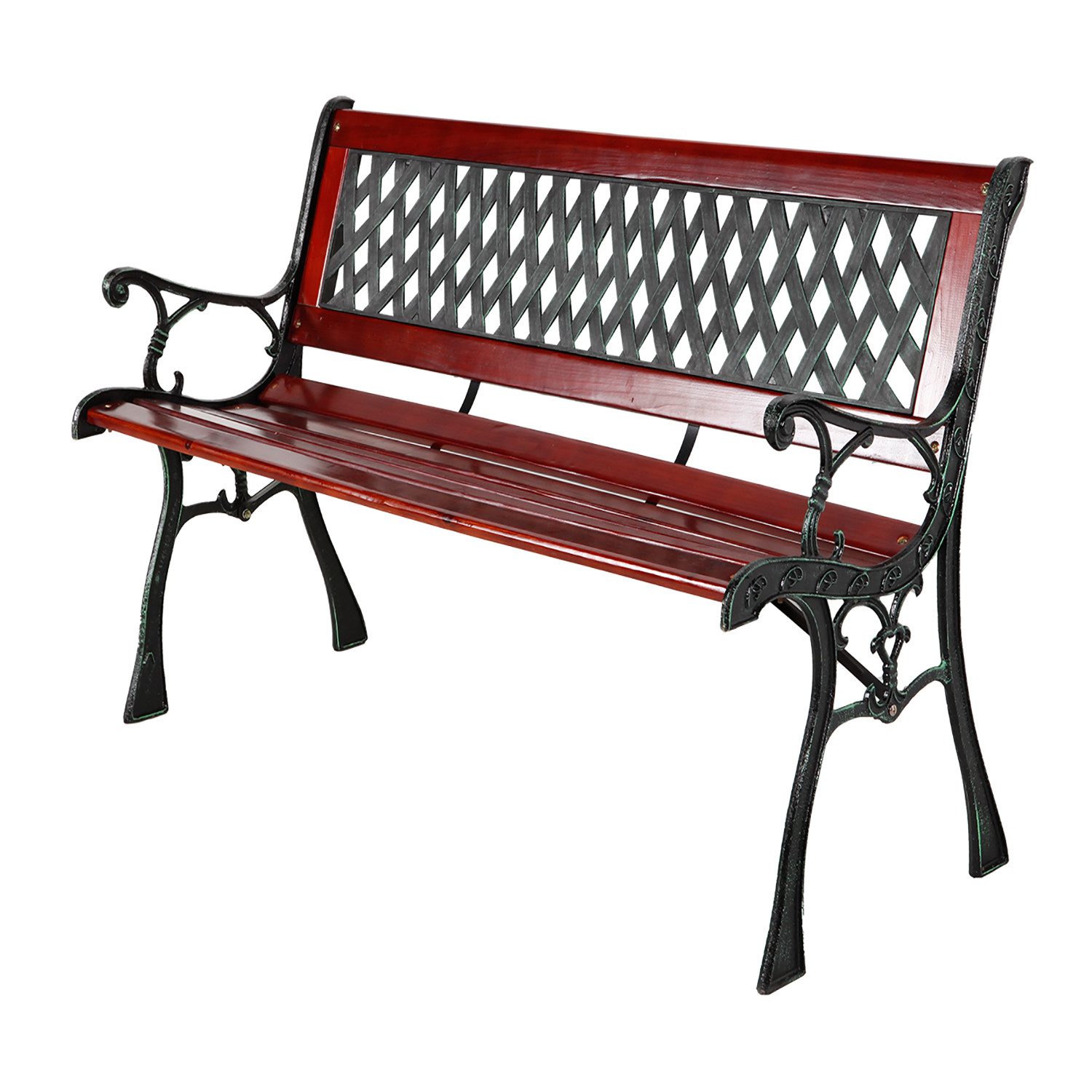 Mojawo Eckbank Gartenbank Parkbank Massivholz Metall pulverbeschichtet Braun/Schwarz