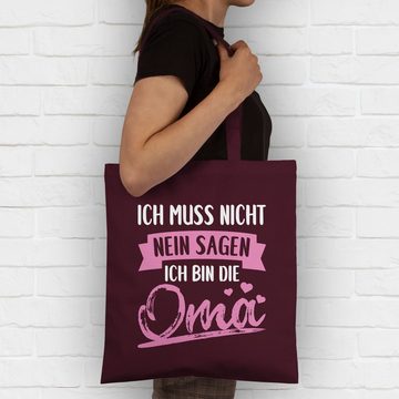 Shirtracer Umhängetasche Ich muss nicht nein sagen ich bin die Oma - Rosa/weiß, Oma Geschenk