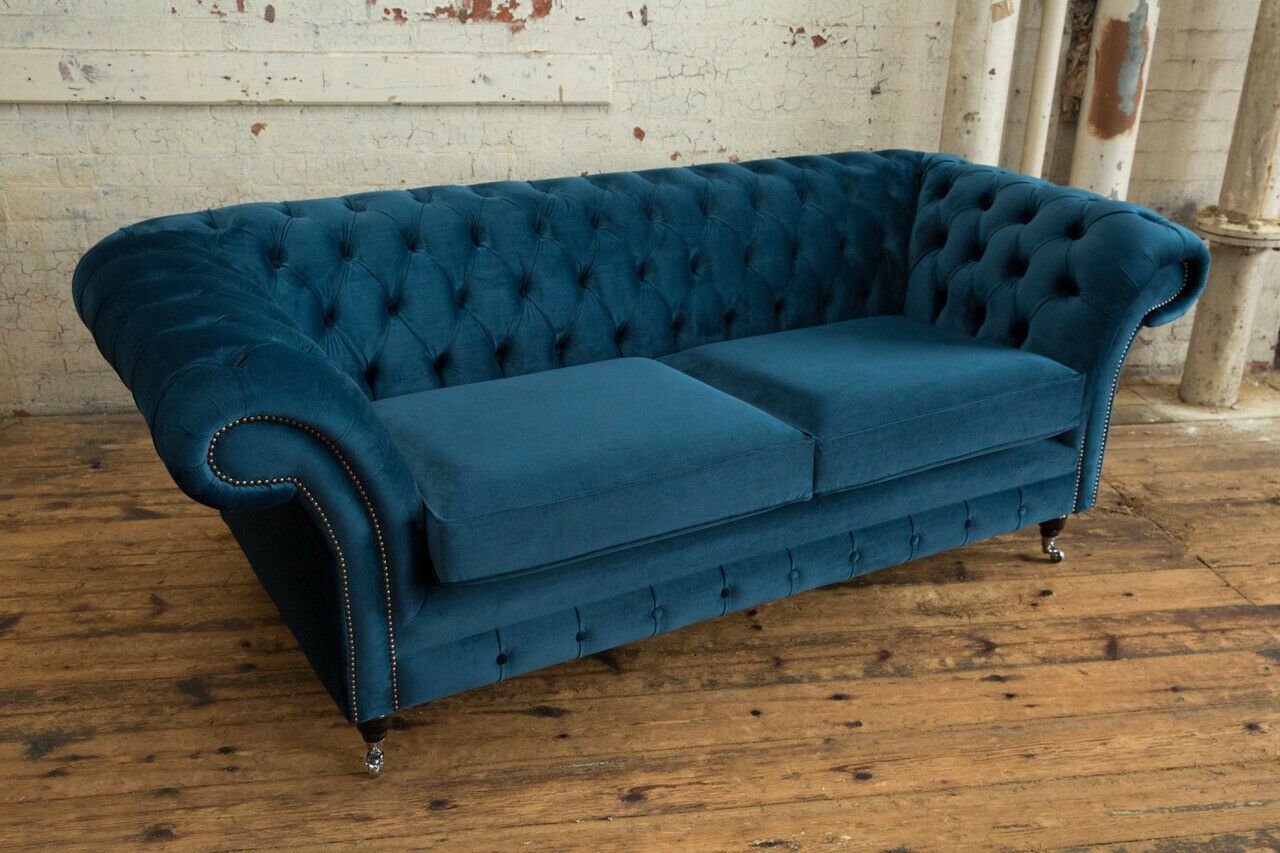 Design Sofa cm 225 Chesterfield Couch Sofa Sitzer 3 JVmoebel Chesterfield-Sofa,