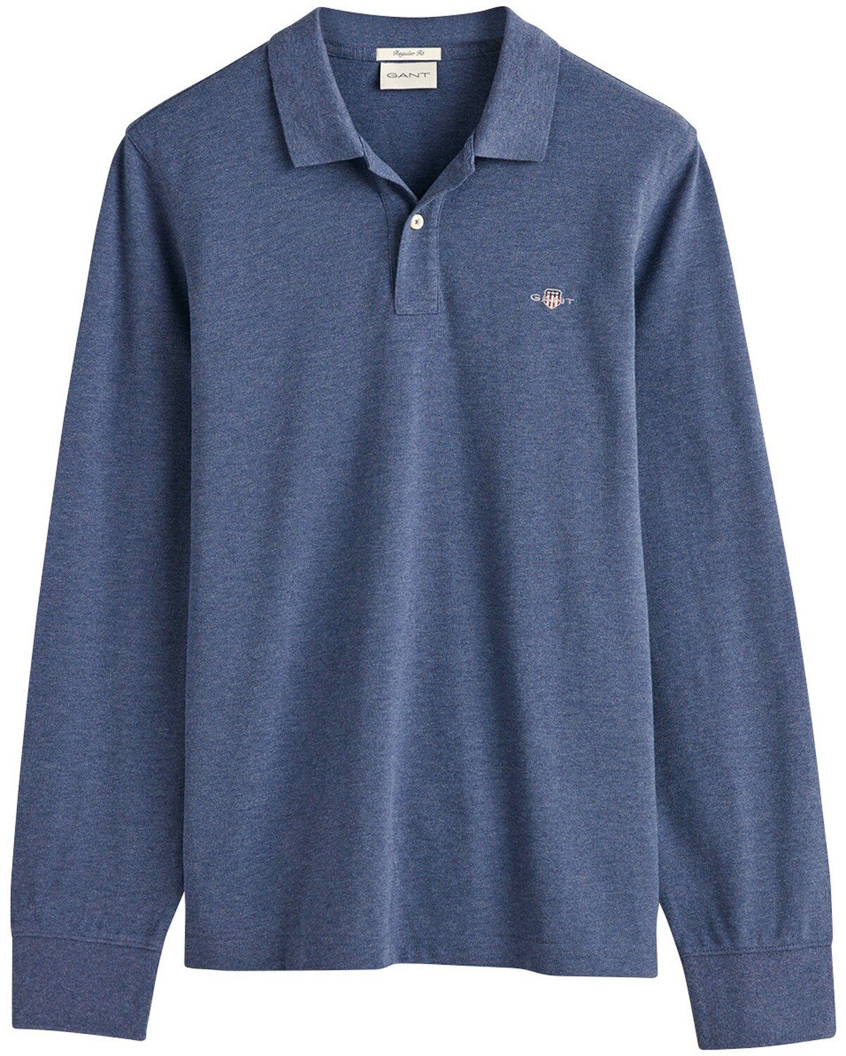 Demin Blau Piqué Meliert Gant Rugby-Polo Poloshirt