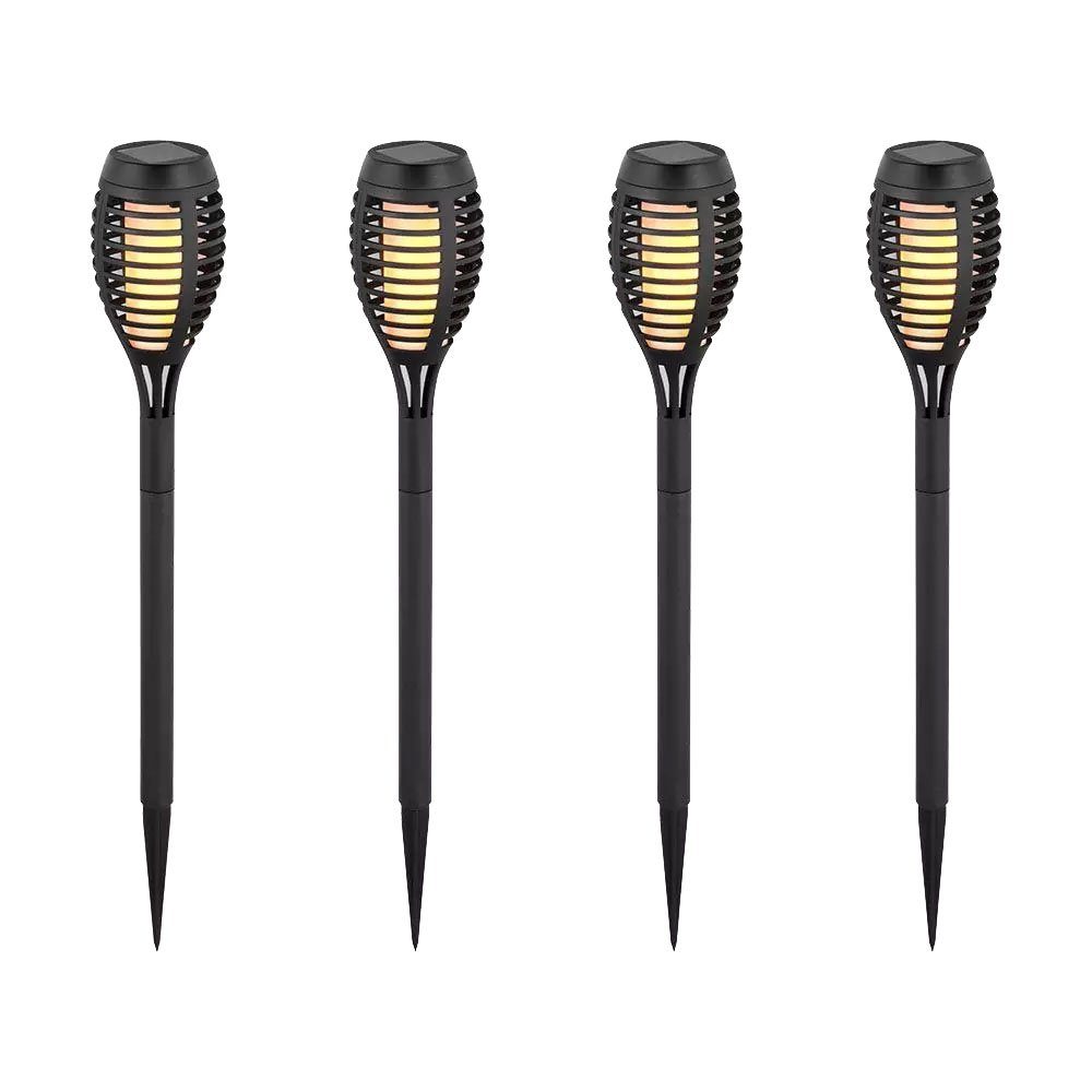 Steckleuchten Gartenlampen Set Solarfackeln 4er fest etc-shop LED Solar Warmweiß, LED-Leuchtmittel verbaut, Solarleuchte, Außen