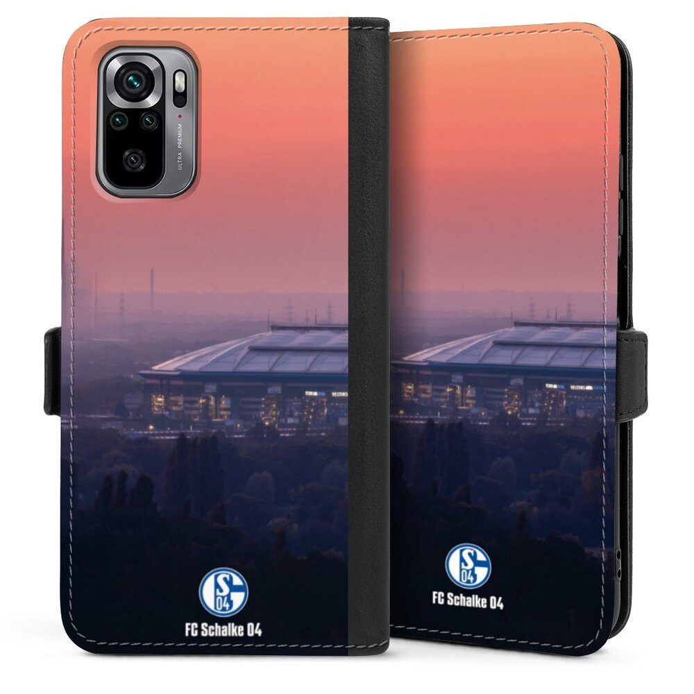 DeinDesign Handyhülle Stadion FC Schalke 04 Offizielles Lizenzprodukt Schalke 04 Stadion, Xiaomi Redmi Note 10 4G Hülle Handy Flip Case Wallet Cover