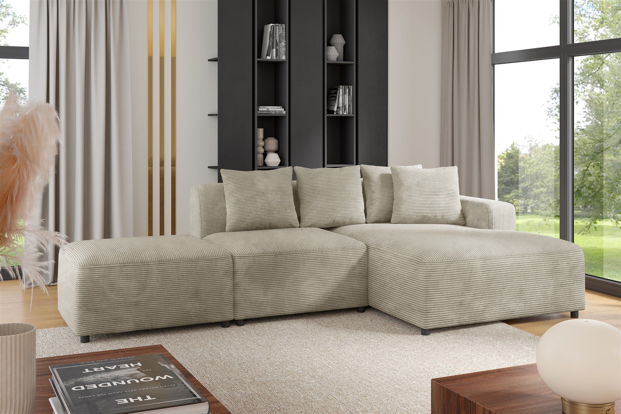 Fun Möbel Polsterhocker Designerhocker MEGAN in Stoff Poso, Rundumbezug