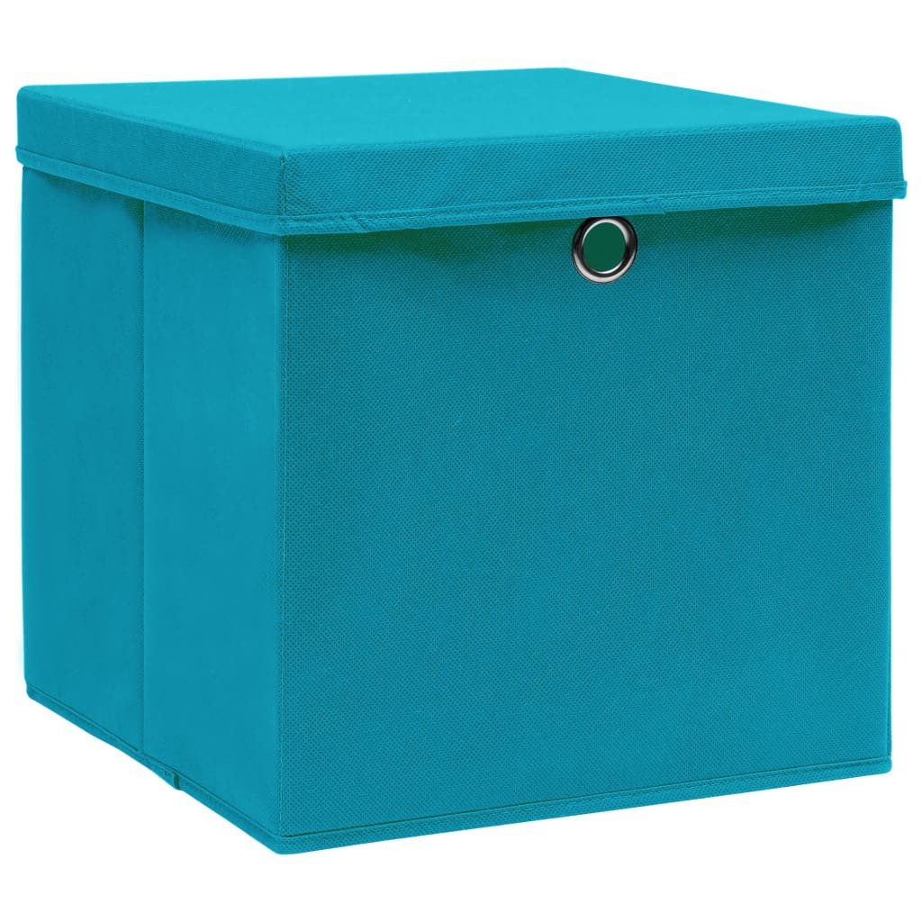 vidaXL Aufbewahrungsbox, Aufbewahrungsboxen mit Deckeln 4 Stk. Babyblau 32x32x32cm Stoff