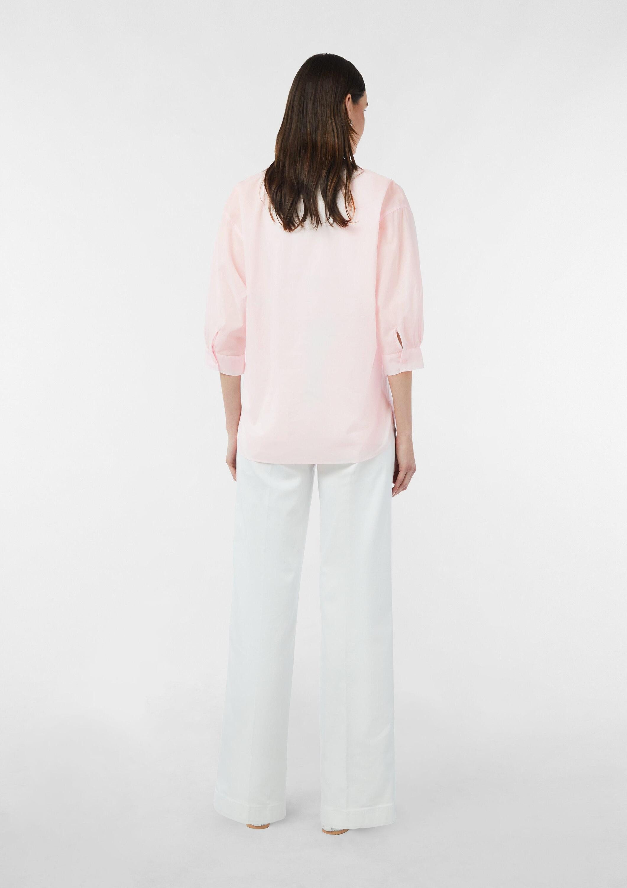 comma Kurzarmbluse Bluse Oversize-Hemdbluse mit Raffungsdetails