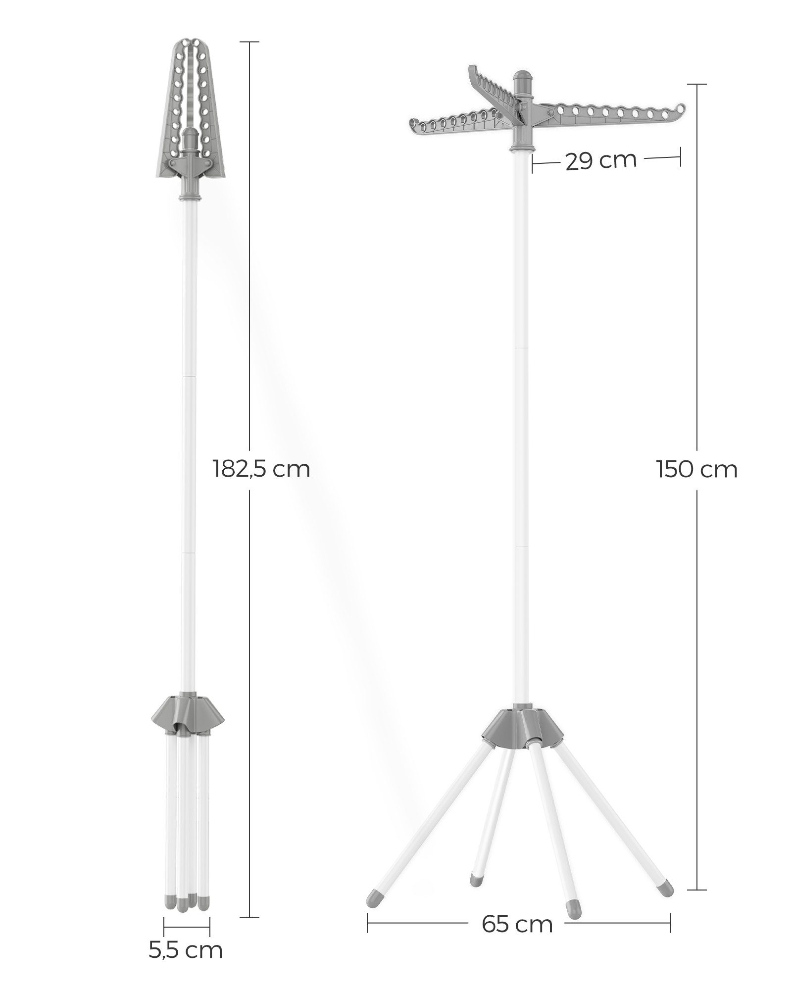 SONGMICS Wäscheständer Klappbarer Standtrockner mit drehbaren Armen und 4 Beinen, Für innen, aus Edelstahl, für Kleidung und Socken