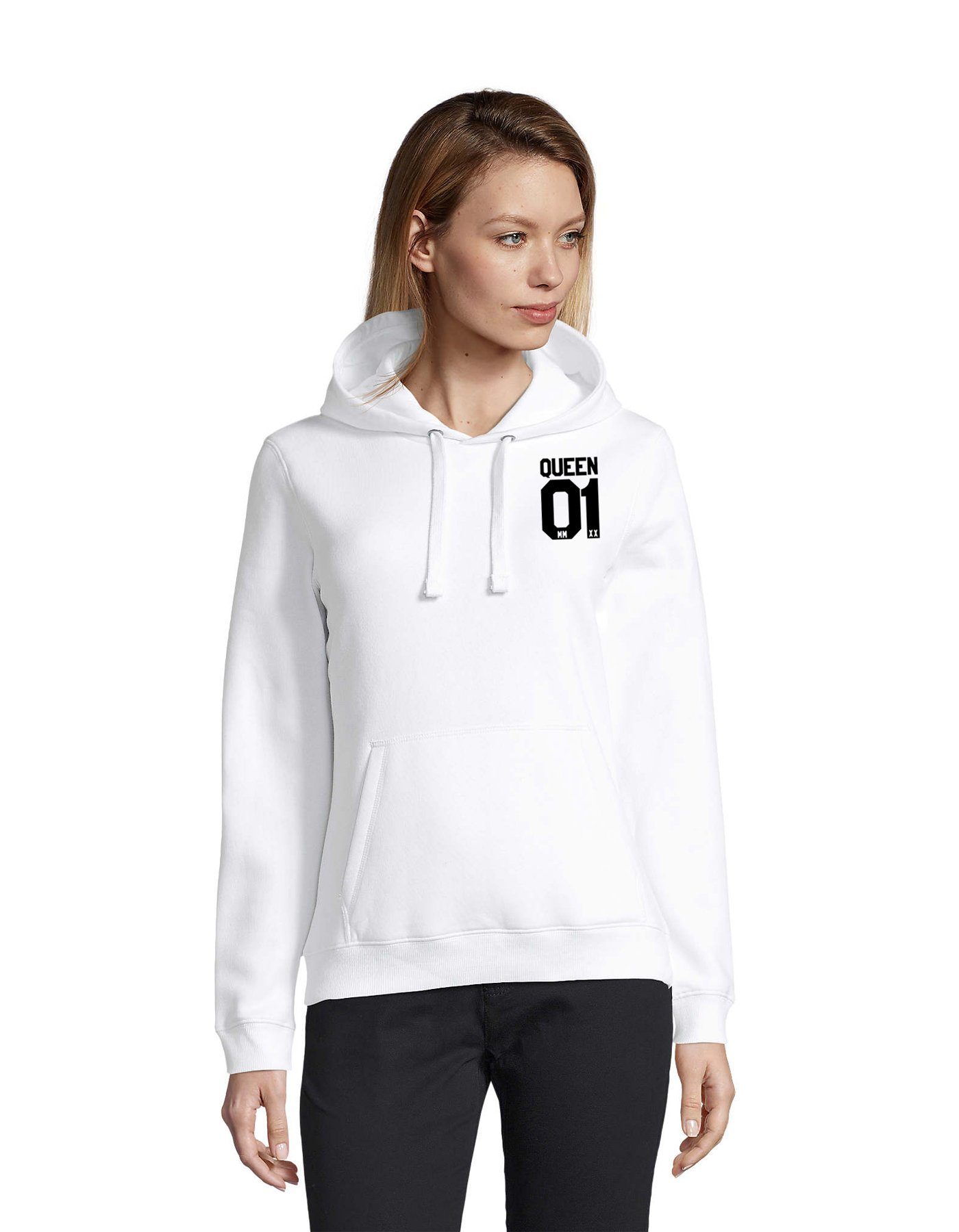 Blondie & Brownie Hoodie Unisex Paar Pärchen Pullover King Queen Valentin Bff Friends Mit Kapuze, Kängurutaschen