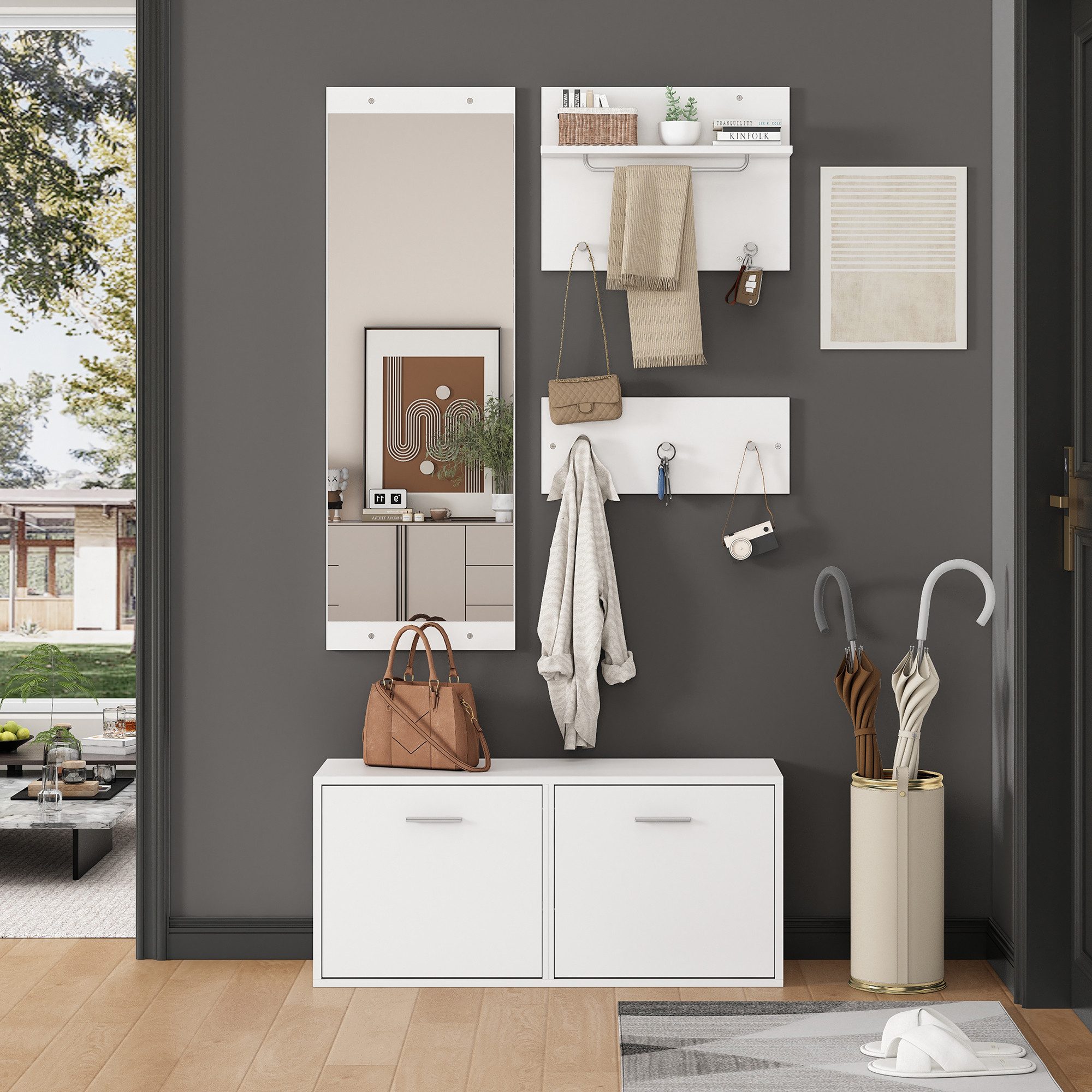 MODFU Garderoben-Set Garderoben-Set, (Eingangsschrank, Flurschrank, 1-St., günstig online kaufen