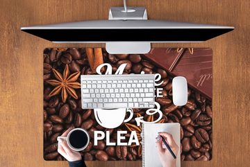 MuchoWow Gaming Mauspad Zitate - Sprichwörter - Mehr Kaffee bitte - Kaffee (1-St), Büro für Tastatur und Maus, Mousepad Gaming, 90x60 cm, XXL, Großes