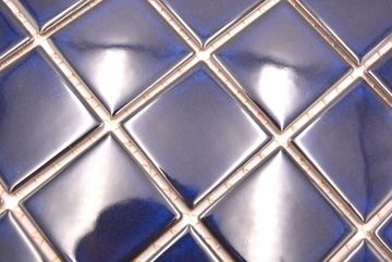 Mosani Mosaikfliesen Keramik Mosaik Fliese kobaltblau dunkelblau glänzend Fliesenspiegel