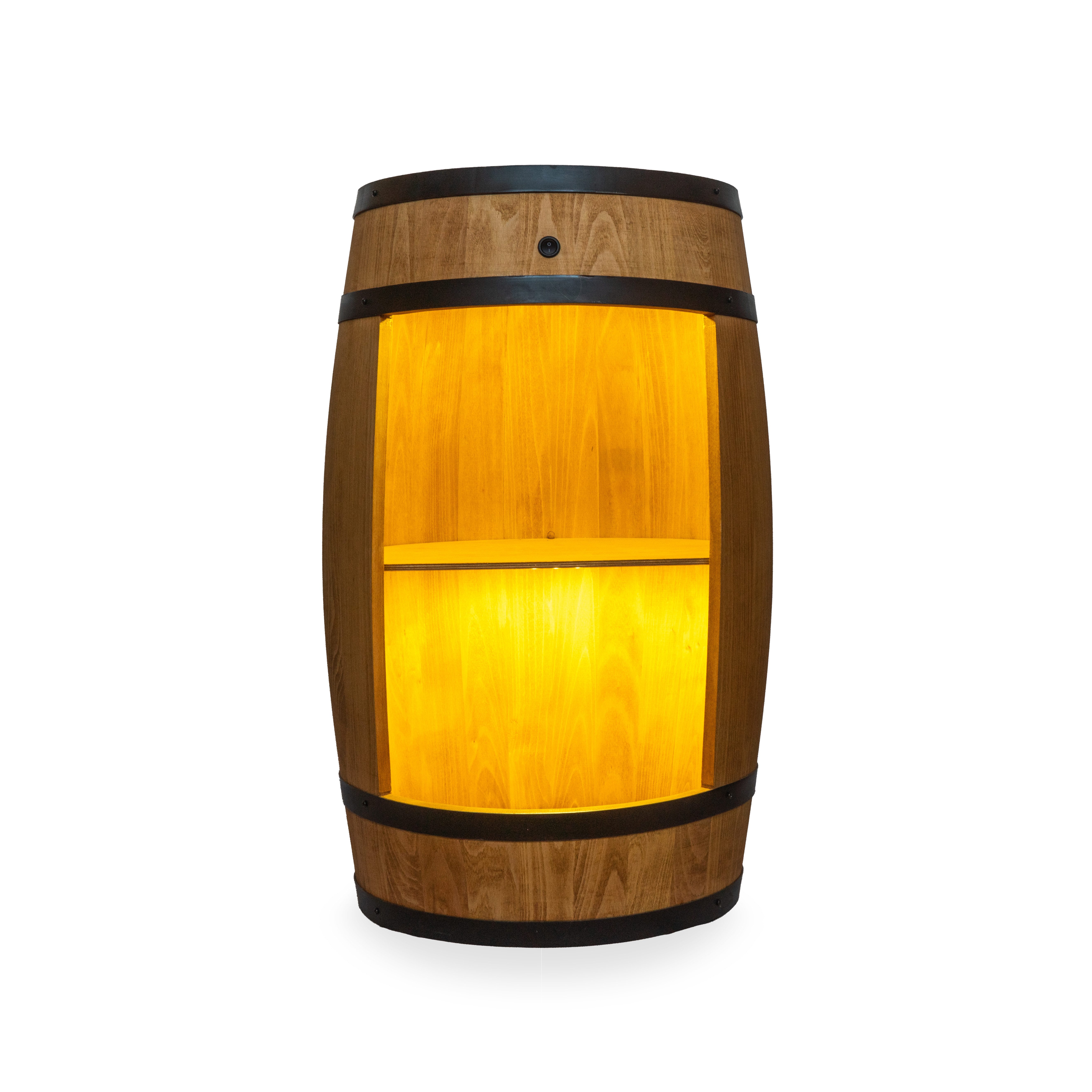 Allzweckkiste Holzfass Eichenoptik Hausbar LED Minibar Weinfass Design 80 cm Vintage (Set)