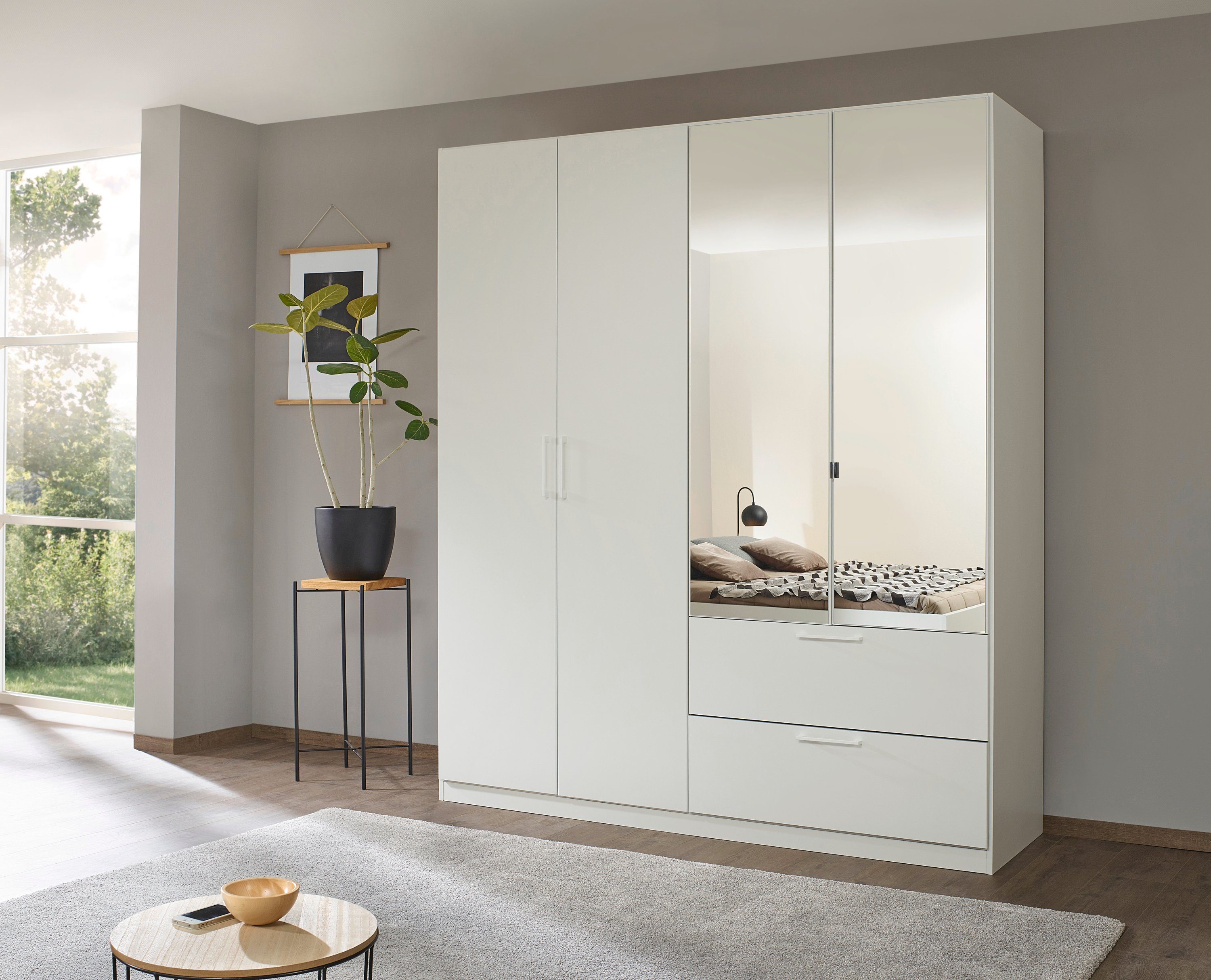 OTTO home Drehtürenschrank Kleiderschrank Schrank Garderobe Wäscheschrank CHALLENGER (Breiten 181/226 cm, Höhen 197/210 cm) mit Spiegeltüren und geräumigen Schubladen MADE IN GERMANY