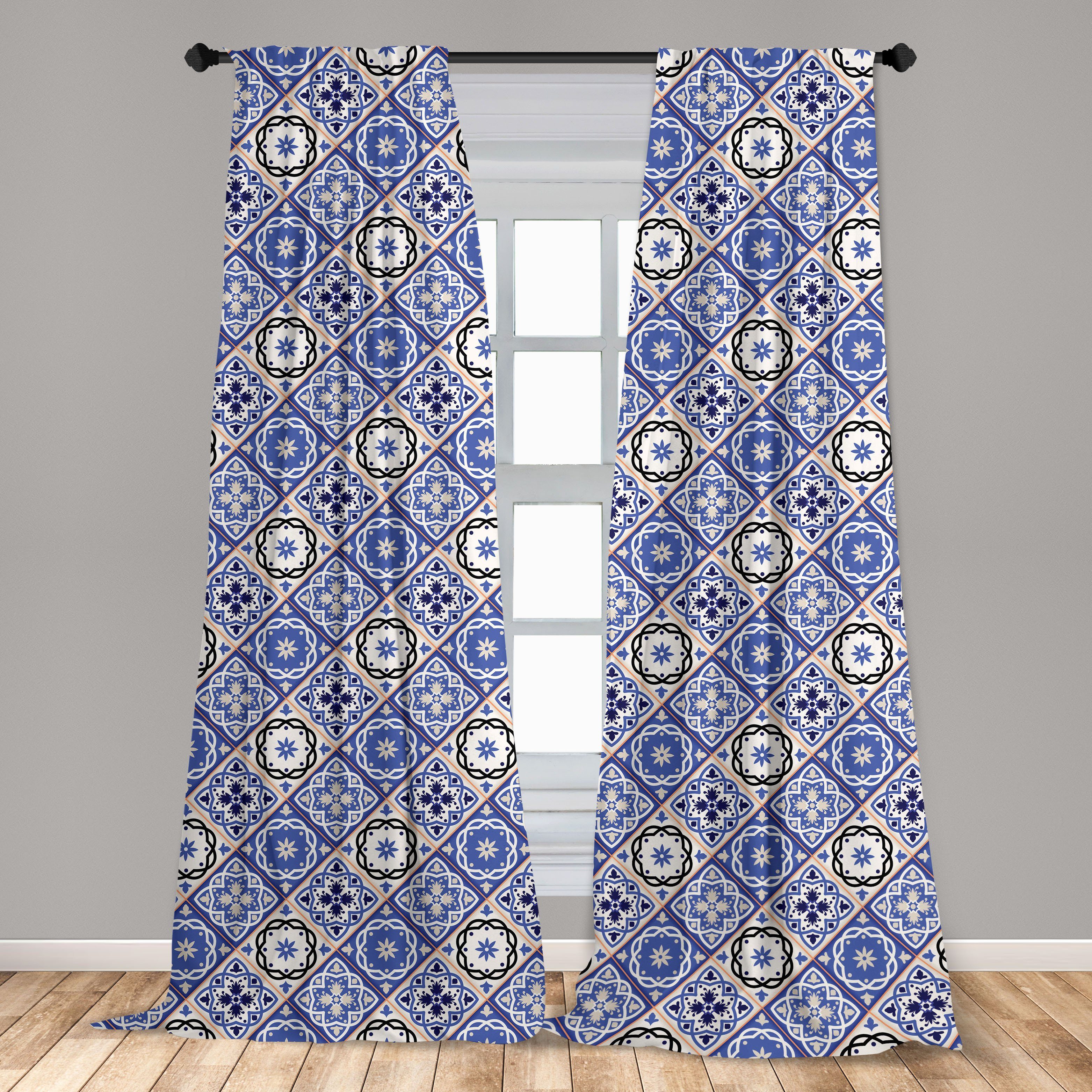 Gardine marokkanisch Wohnzimmer Schlafzimmer Entwurf Abakuhaus, Geometrische Dekor, Microfaser, für Vorhang Azulejo