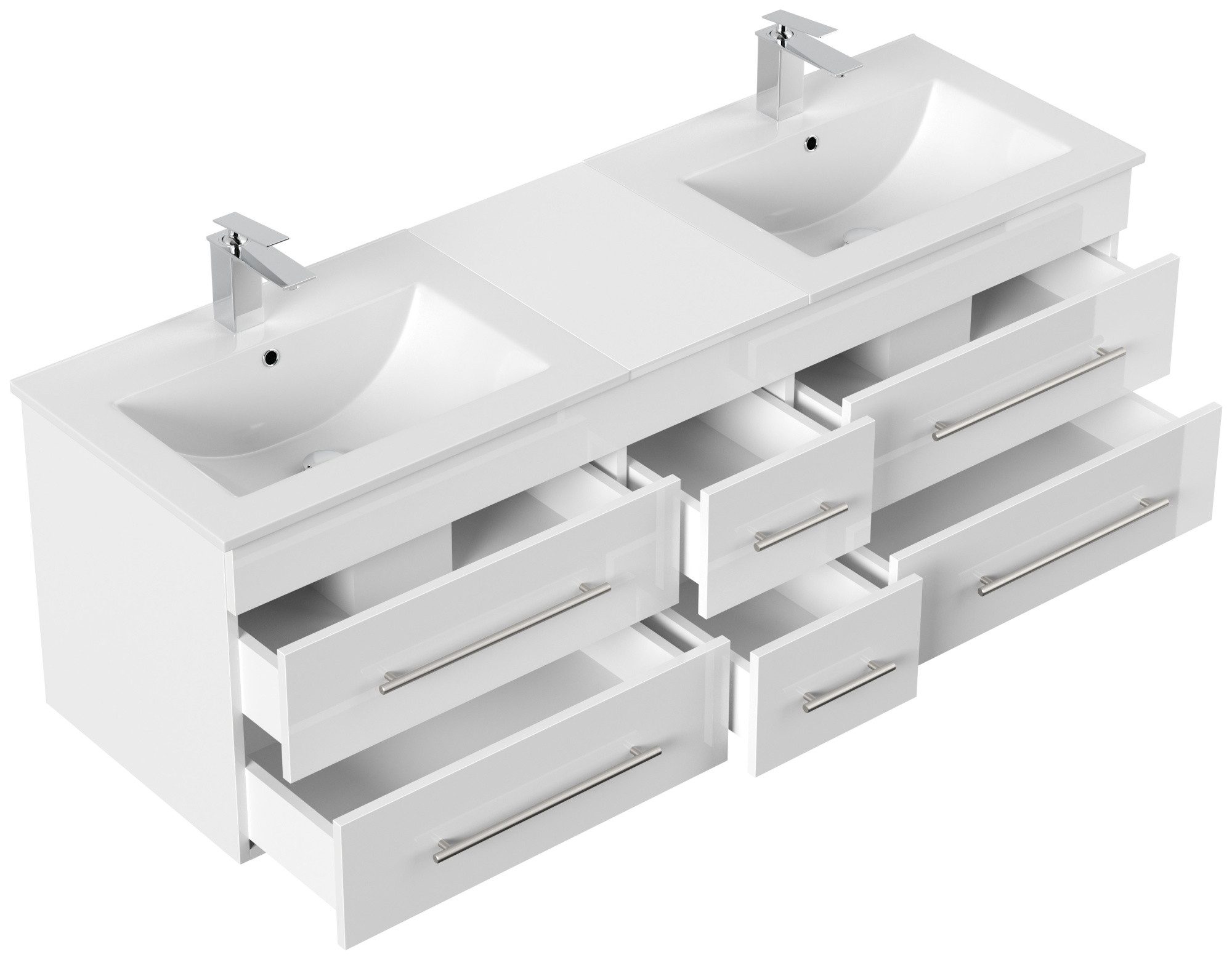 Magnolia Home Waschtisch Badmöbelset Roma XL 2-teilig mit Spiegelschrank weiss hochglanz – Bild 3 von 5