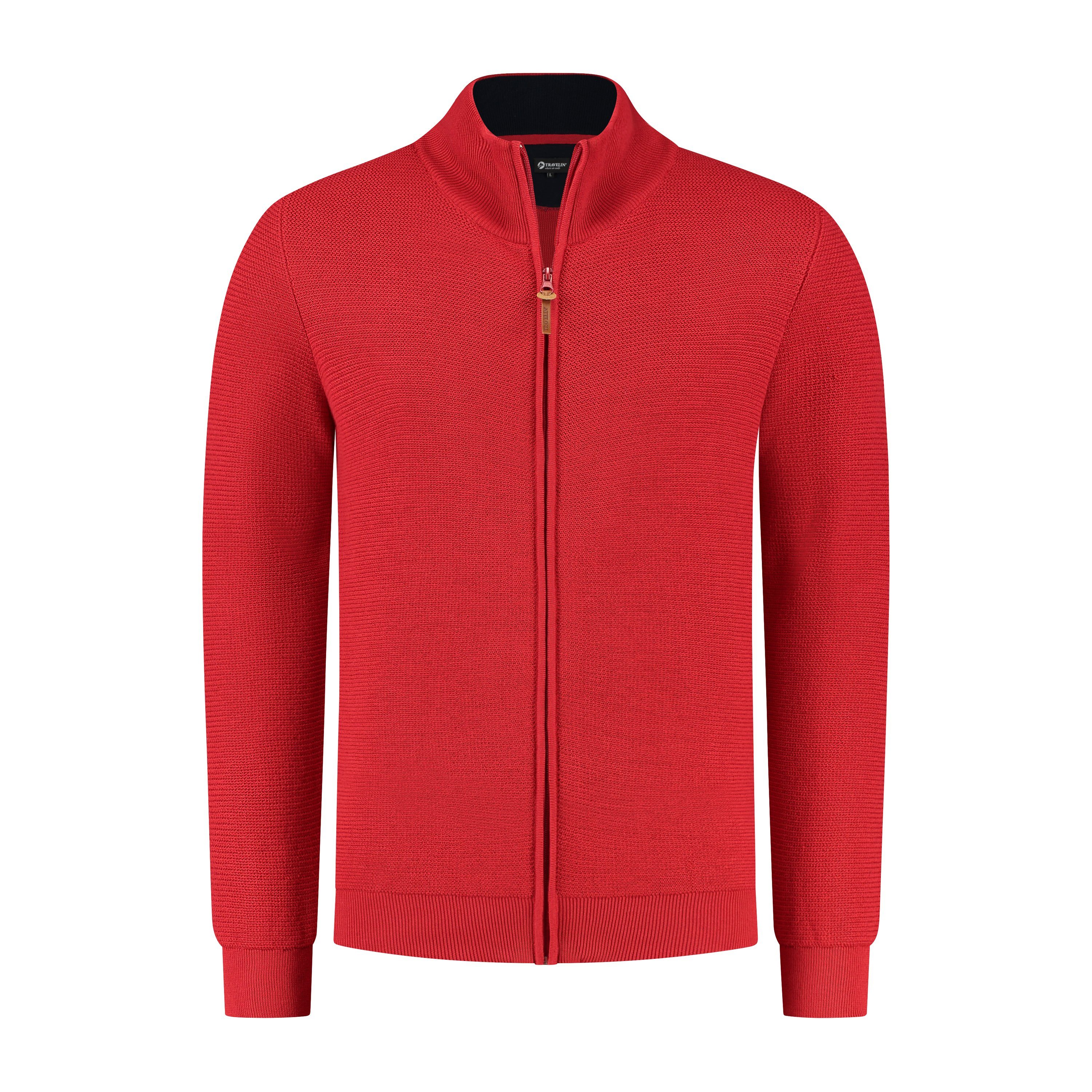 Travelin' Strickjacke Vest Lund Men Baumwolle Rot