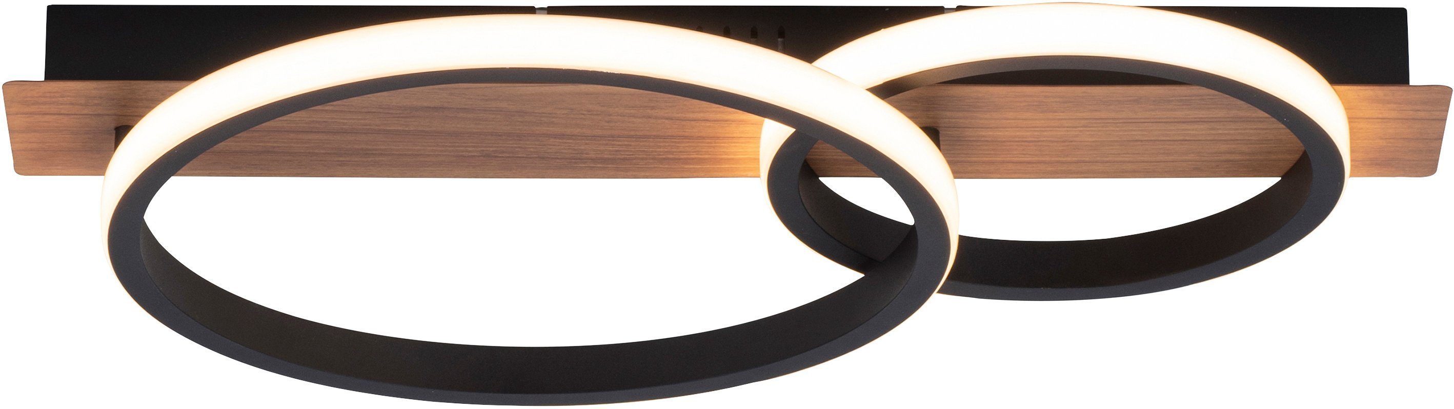 Home affaire LED Deckenleuchte Molay, Holz LED fest Dekor Licht, Warmweiß, warmweißes integriert, Deckenlampe