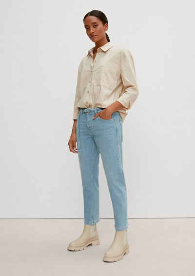 comma casual identity 5-Pocket-Jeans Regular: Boyfriend-Jeans mit Gürtel Waschung