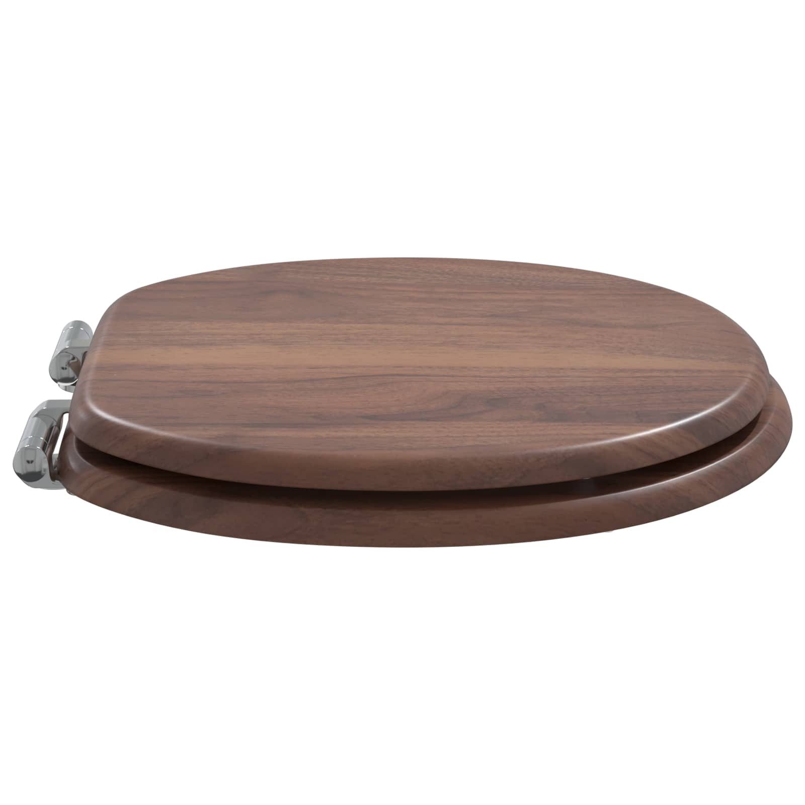 vidaXL WC-Sitz Soft-Close Toilettensitz Braun 44 x 38 cm MDF-Platte (1-St)