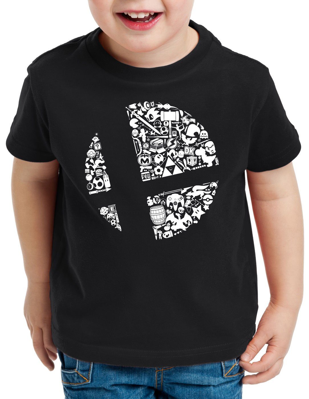 style3 Print-Shirt Kinder T-Shirt Brawler T-Shirt für ultimate bros switch schwarz