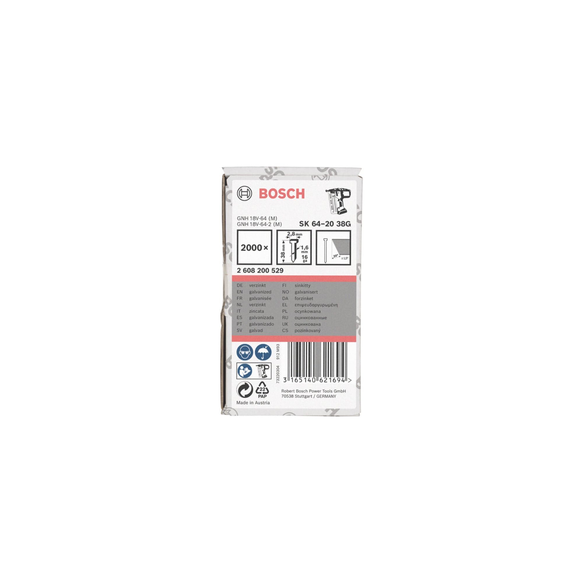 Bosch Professional Drahtstift Bosch Senkkopf-Stift SK64 20G 38 mm verzinkt 1000 Stk