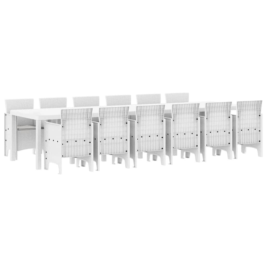 vidaXL Gartenlounge-Set Garten Essgruppe 13 Stk. Weiß Polt Rattan, (13-tlg)