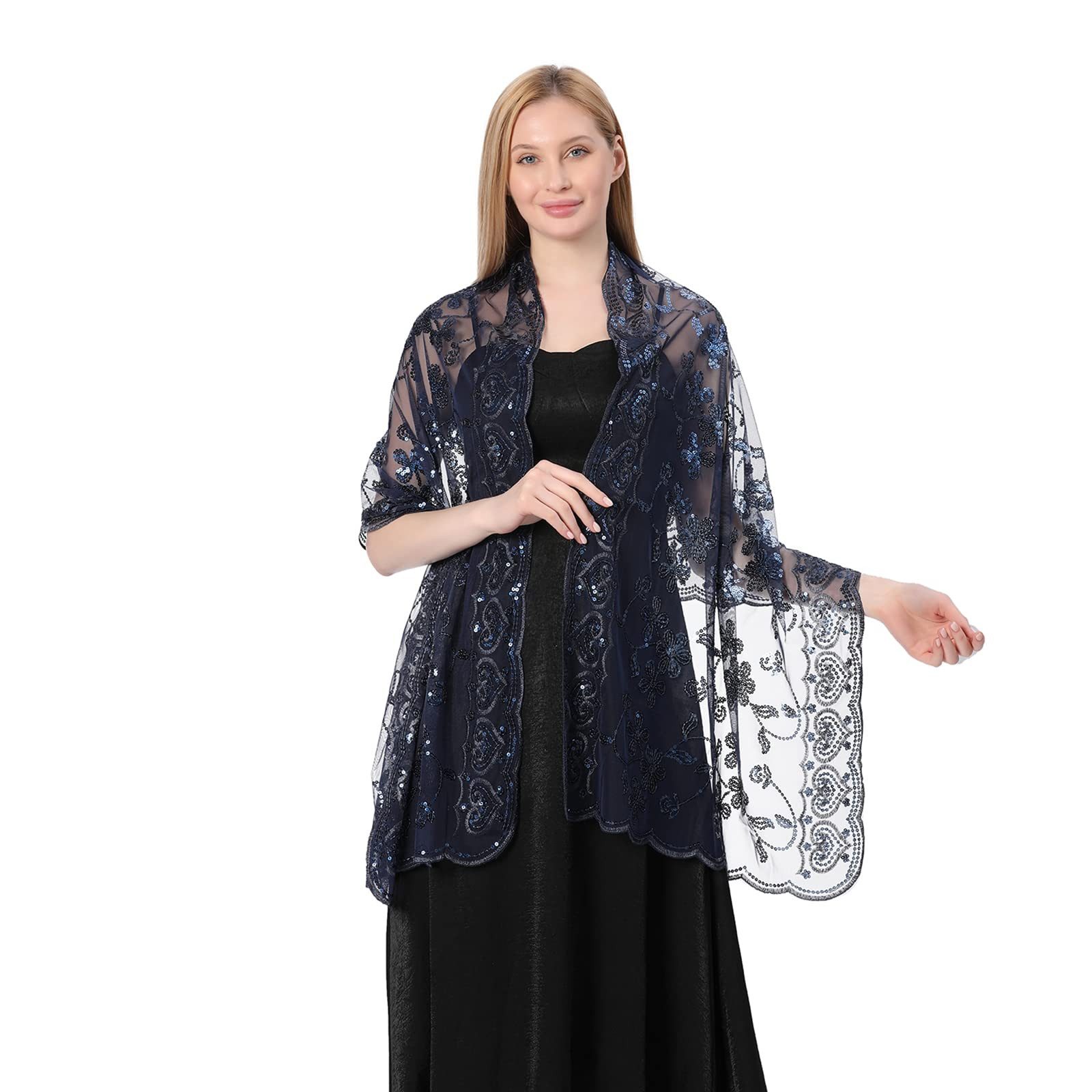 Zaewry Modeschal Schals und Tücher für Abendkleider – Elegante, transparente Damen, Jahre mit Blumenmuster, ideal für Hochzeiten