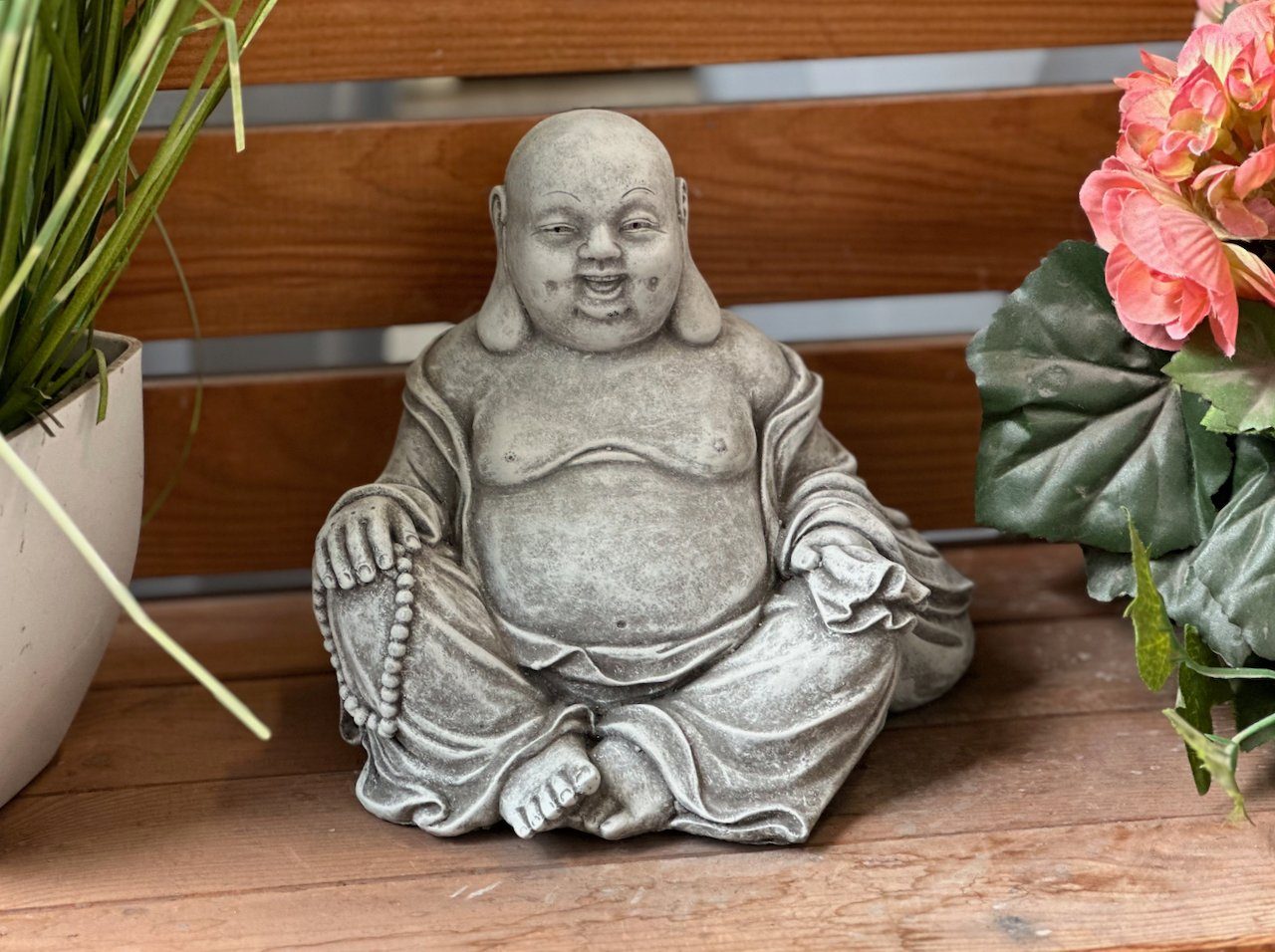 Stone and Style Gartenfigur Steinfigur dicker Buddha sitzend Steinguss mass günstig online kaufen
