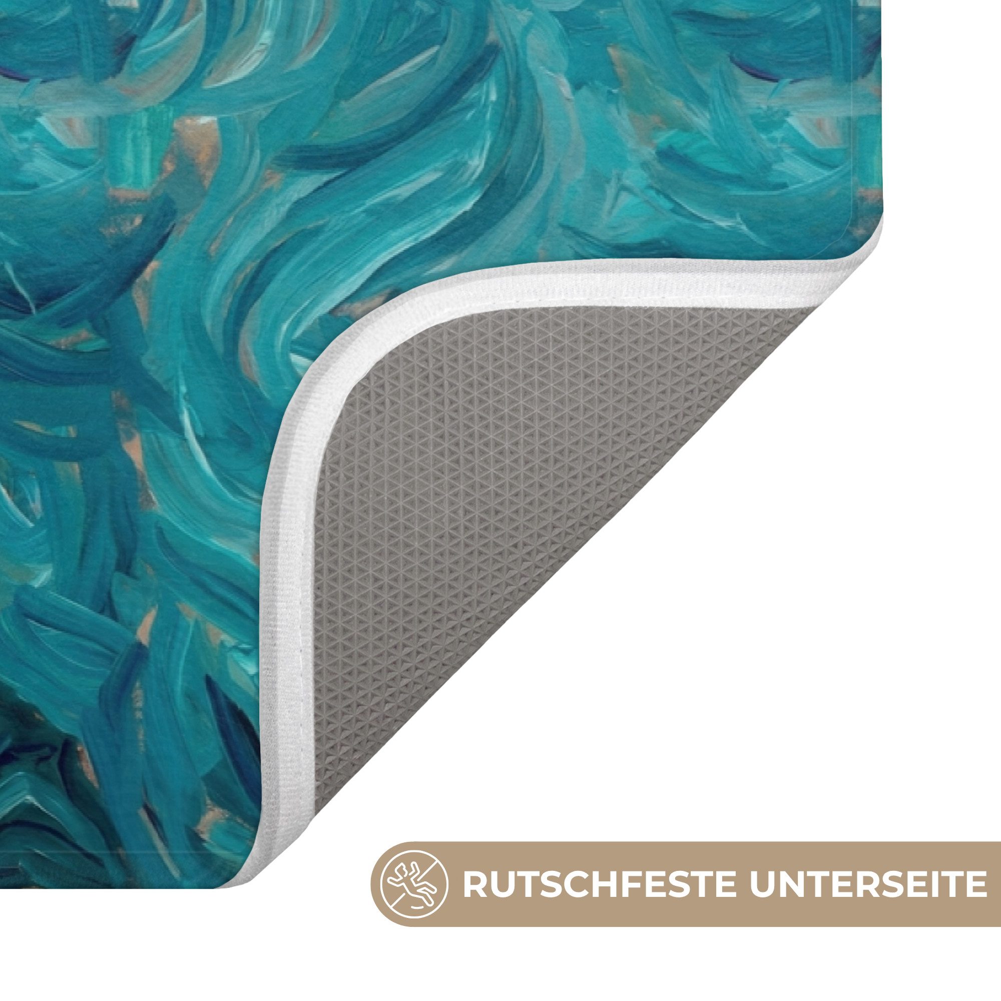 OnlyWow WC-Vorleger Hochformat - Klassisch - Blau, Höhe 10 mm, Polyester, Rechteckig, WC Teppich, Toilettenvorleger, Toilettenteppich, Badematte 60x40 cm