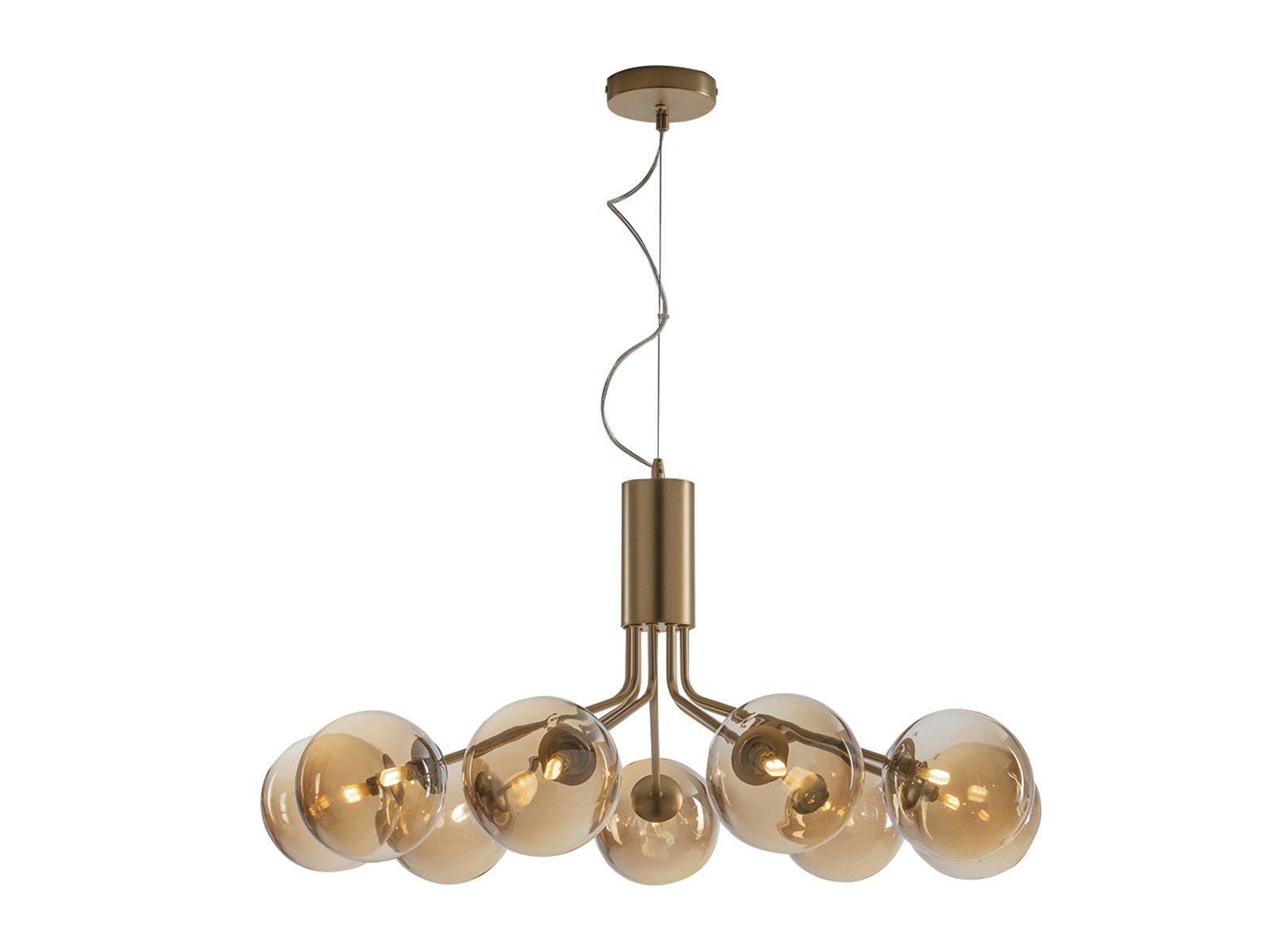 ECO-LIGHT LED Pendelleuchte, Dimmfunktion, LED wechselbar, Warmweiß, ausgefallene Bauhaus für über Esstisch hängend, 9x Glas-kugel Gold-en