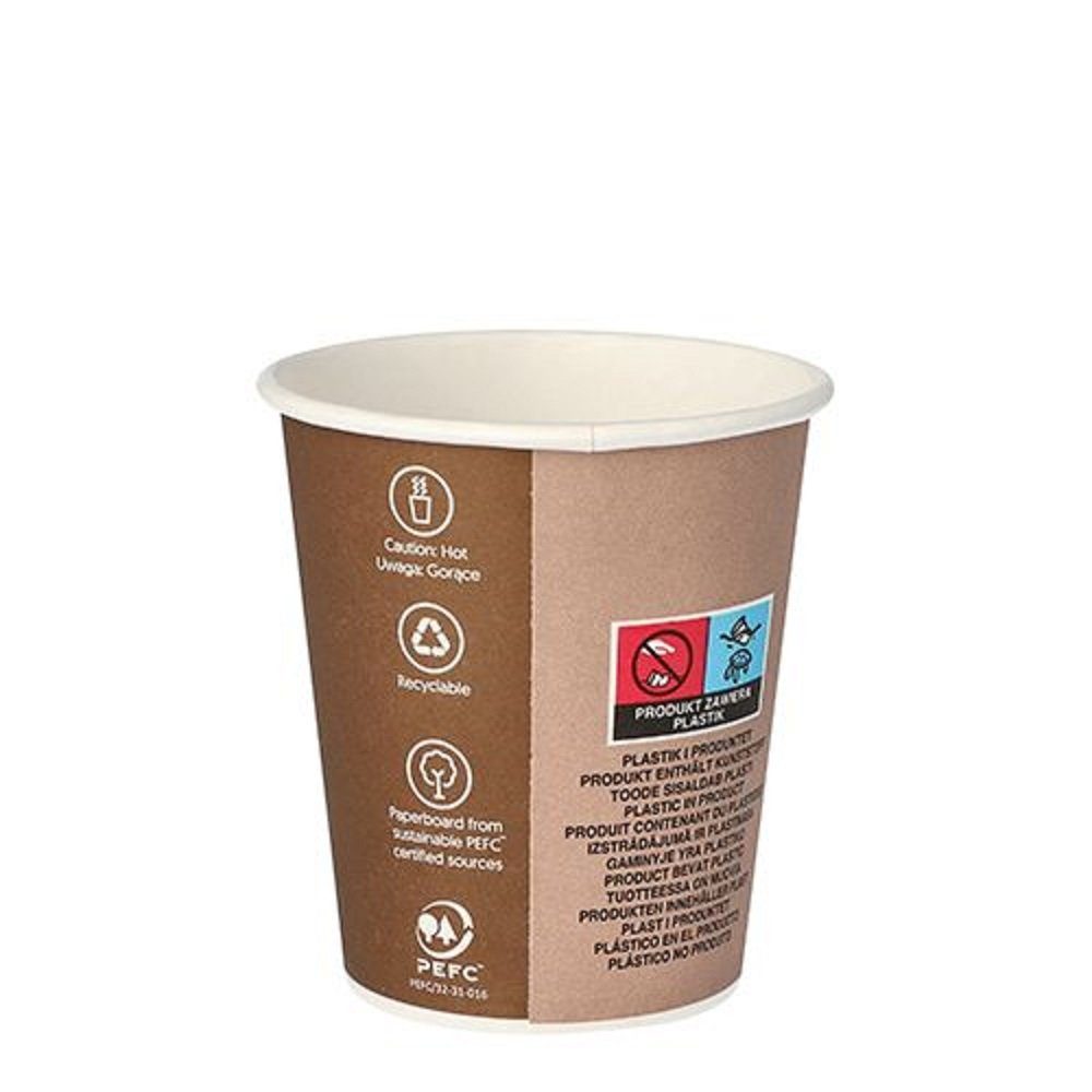 Pappe; Deckel GO, Pappe PE-Beschichtung Coffee-to-go-Becher 0,2l Kaffeebecher 50 ohne TO aus PAPSTAR
